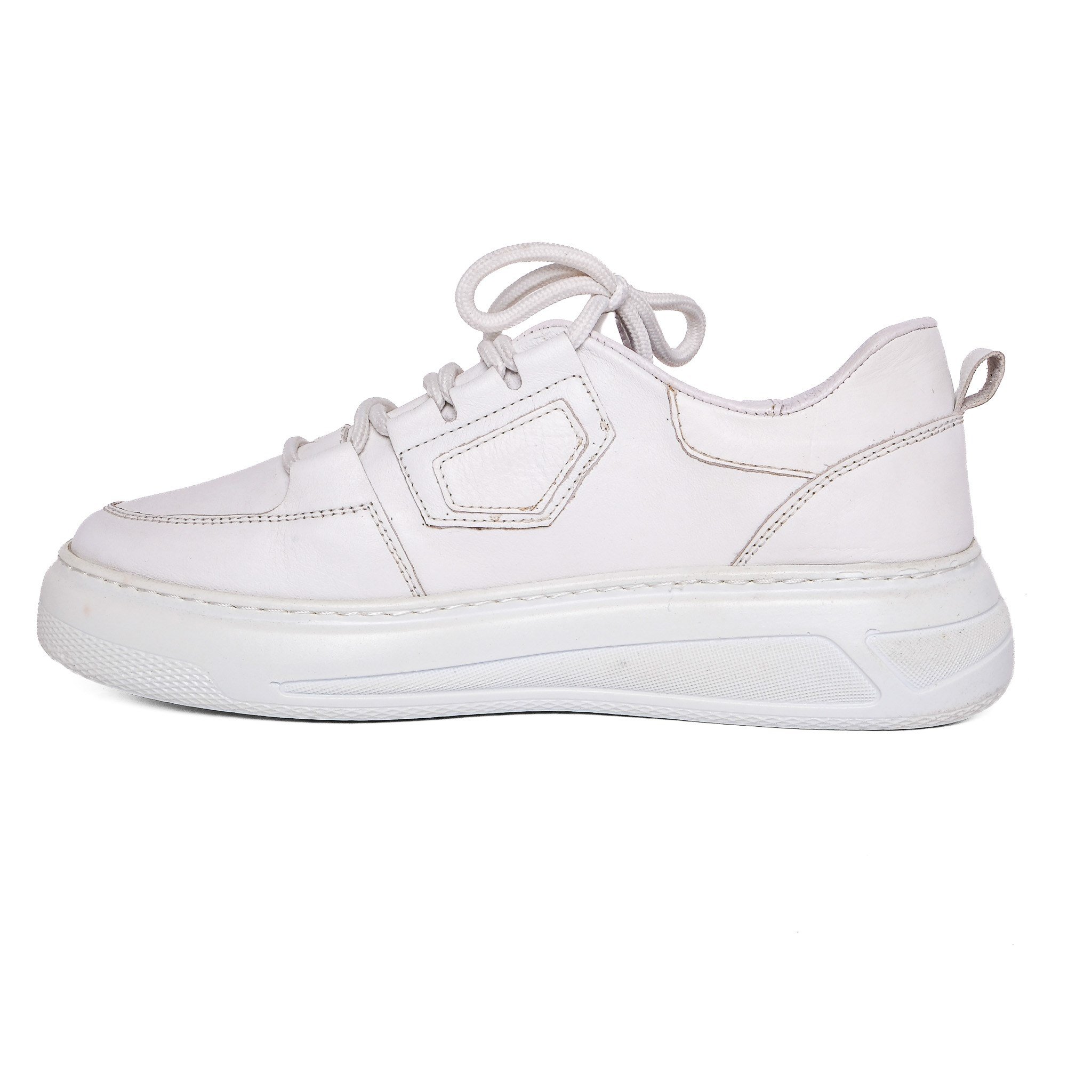 Ortoplus Deri Ortopedik Sneaker Kadın Ayakkabı S8030 BEYAZ - OrtoPlus