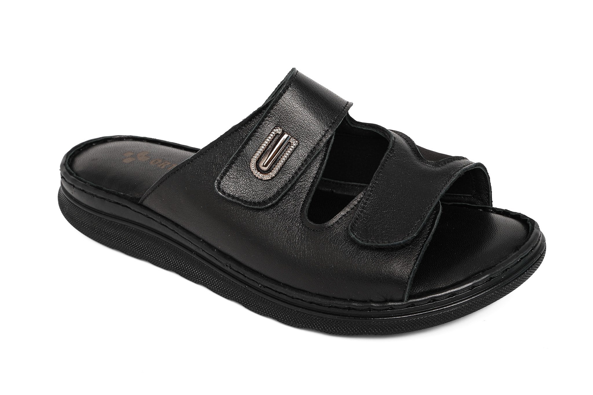 Ortoplus Kadın Deri Ortopedik Halluks Valgus Terlik İ1002 SİYAH - OrtoPlus