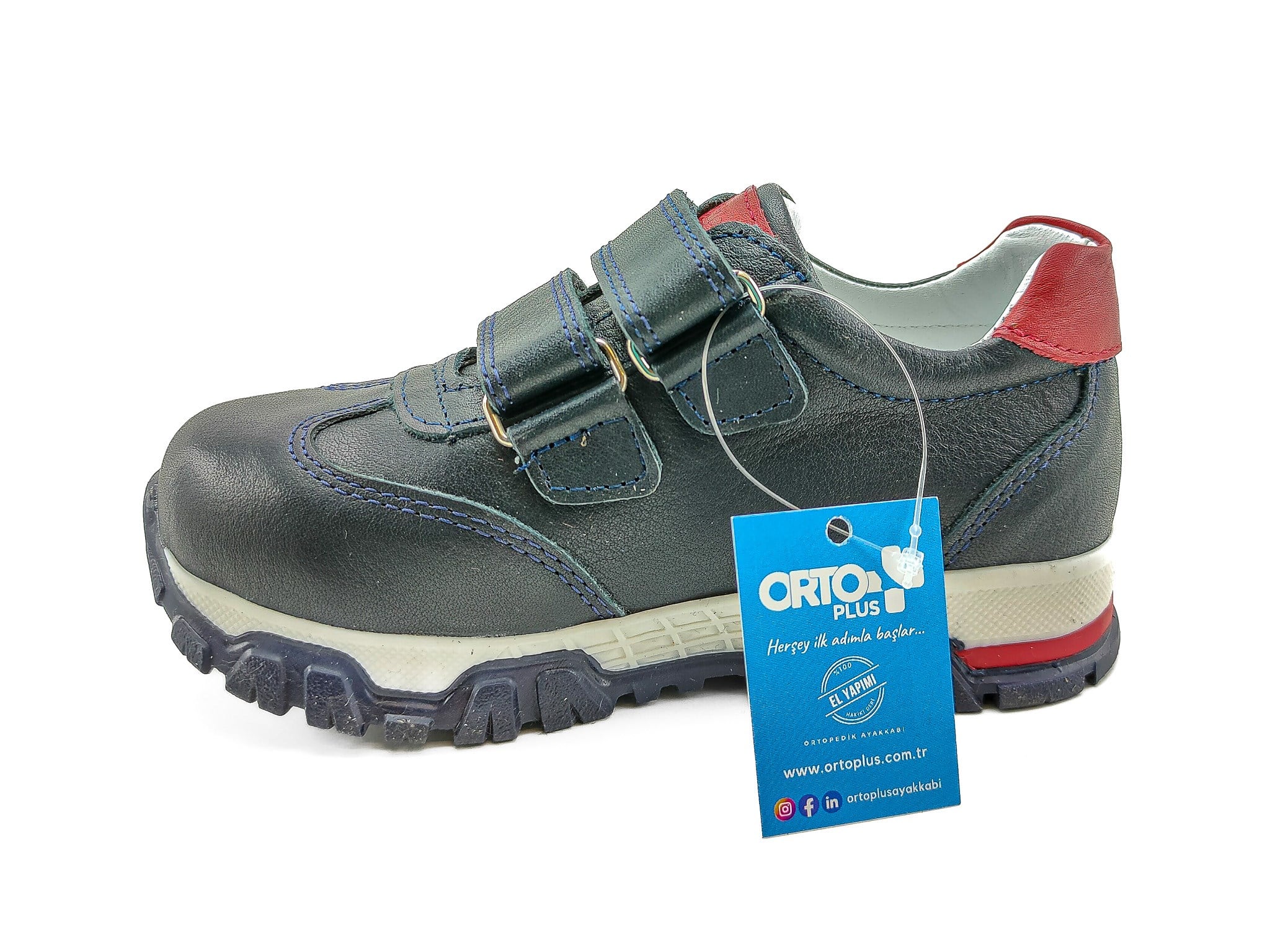 Ortoplus Ortopedik Deri Çocuk Spor Ayakkabı F C268-1 LACİ-KIRMIZI - OrtoPlus
