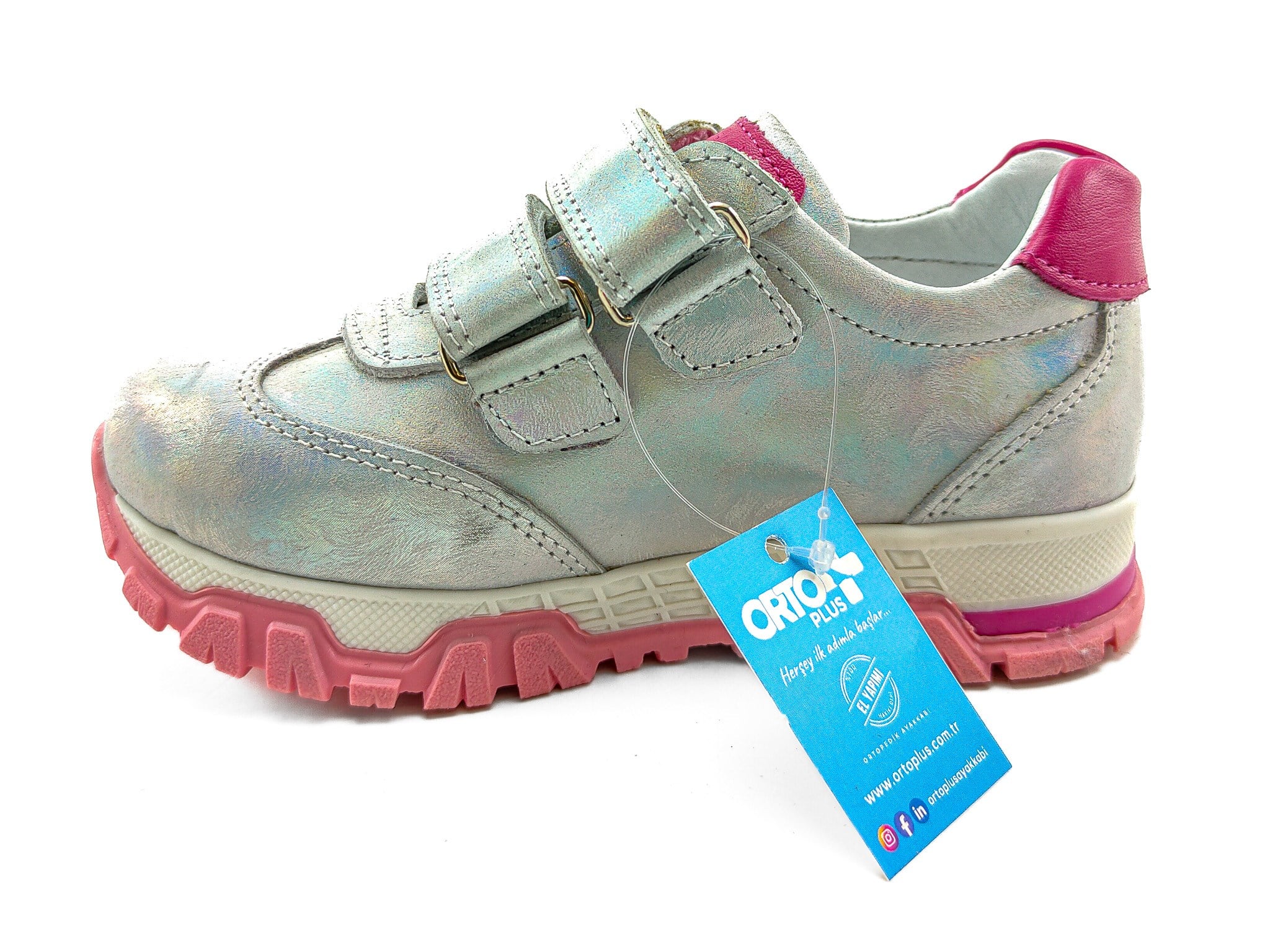 Ortoplus Ortopedik Deri Çocuk Spor Ayakkabı F C268-1 SİMLİ FUŞYA - OrtoPlus