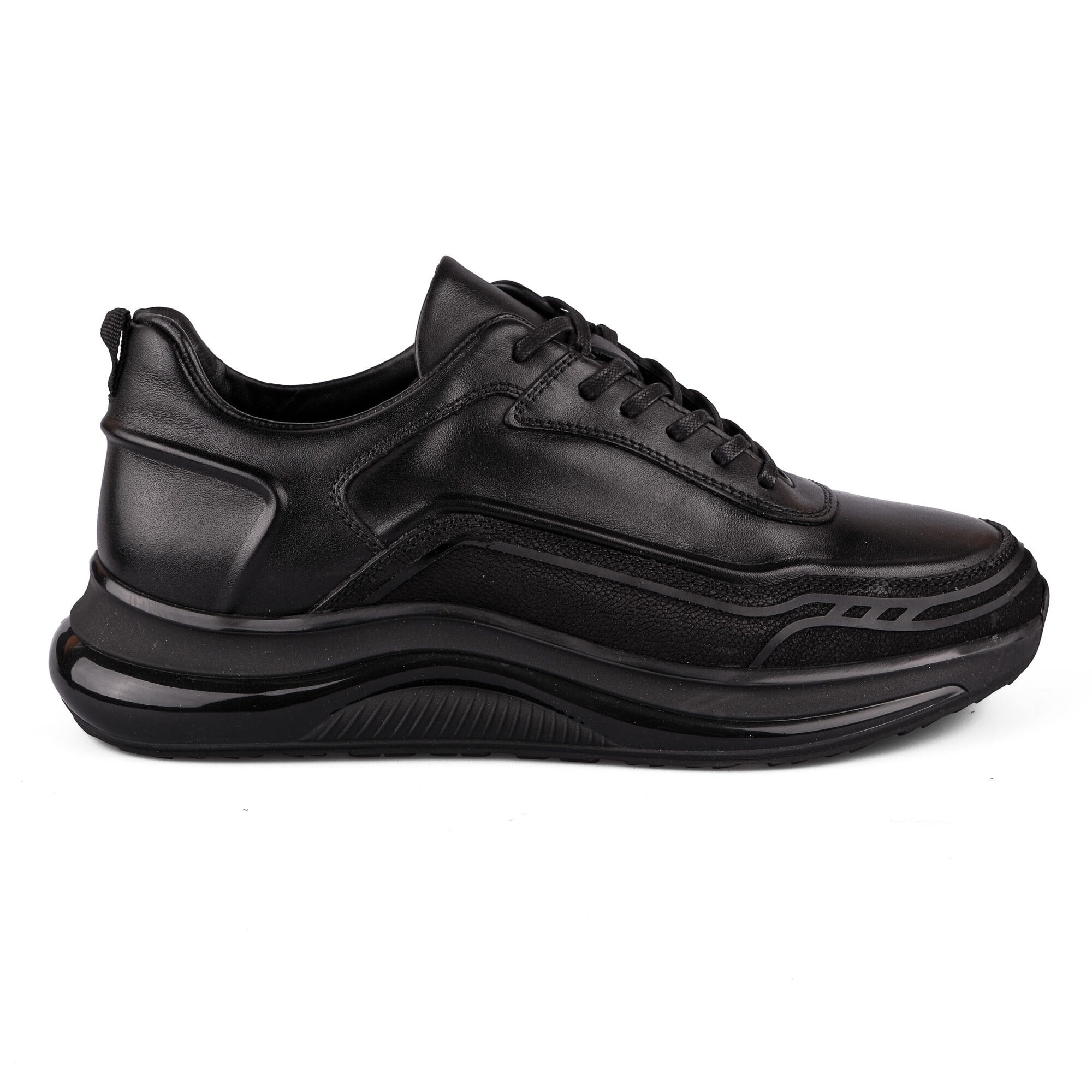 Ortoplus Ortopedik Deri Erkek Sneaker Ayakkabı CF2425 SİYAH - OrtoPlus