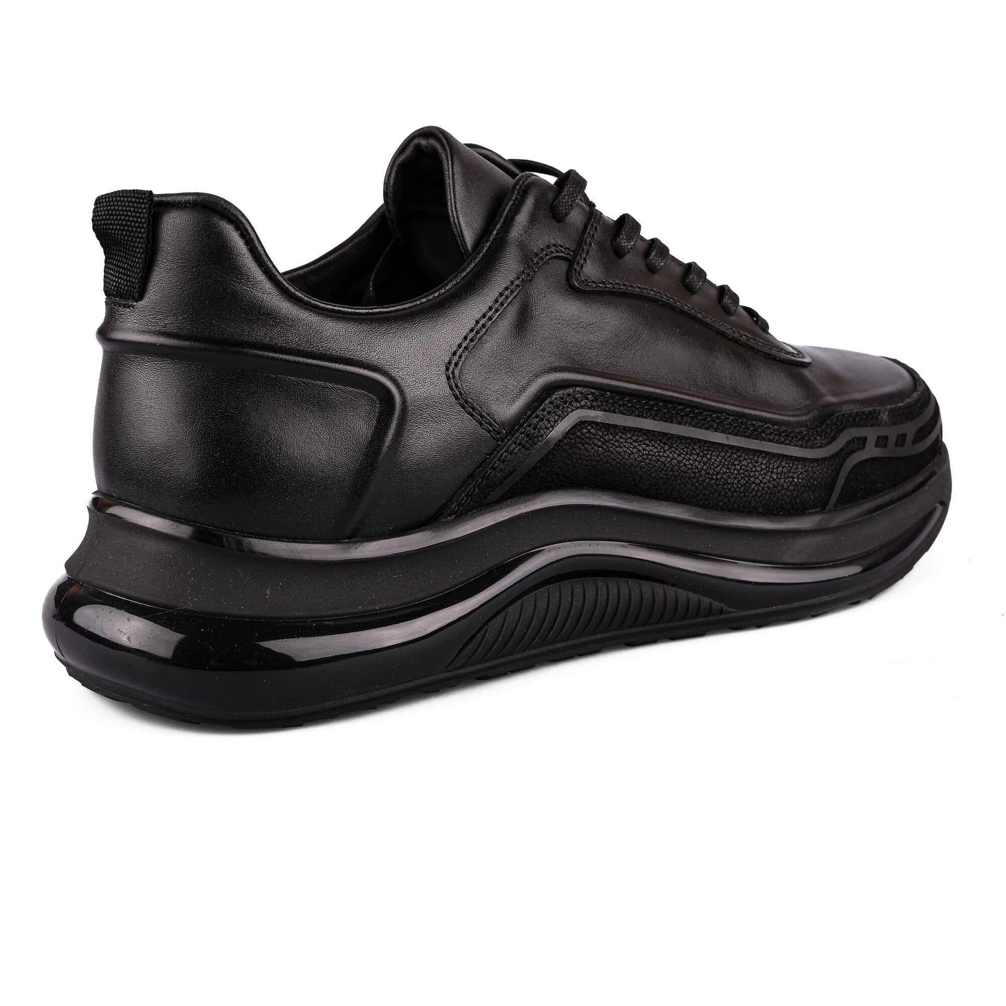 Ortoplus Ortopedik Deri Erkek Sneaker Ayakkabı CF2425 SİYAH - OrtoPlus