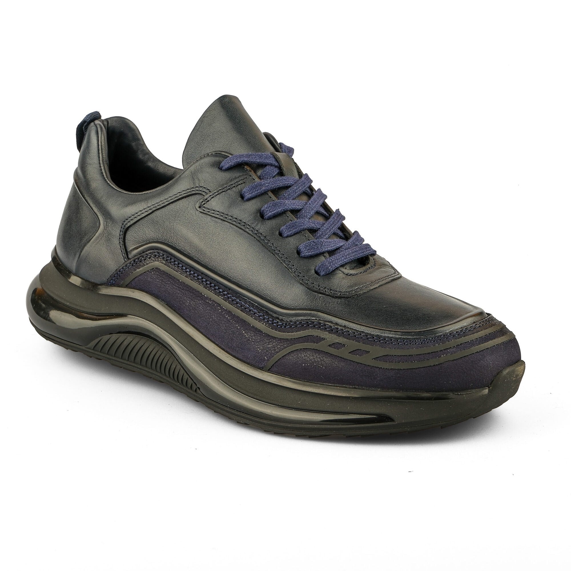 Ortoplus Ortopedik Deri Erkek Sneaker Ayakkabı CF2425 LACİVERT - OrtoPlus
