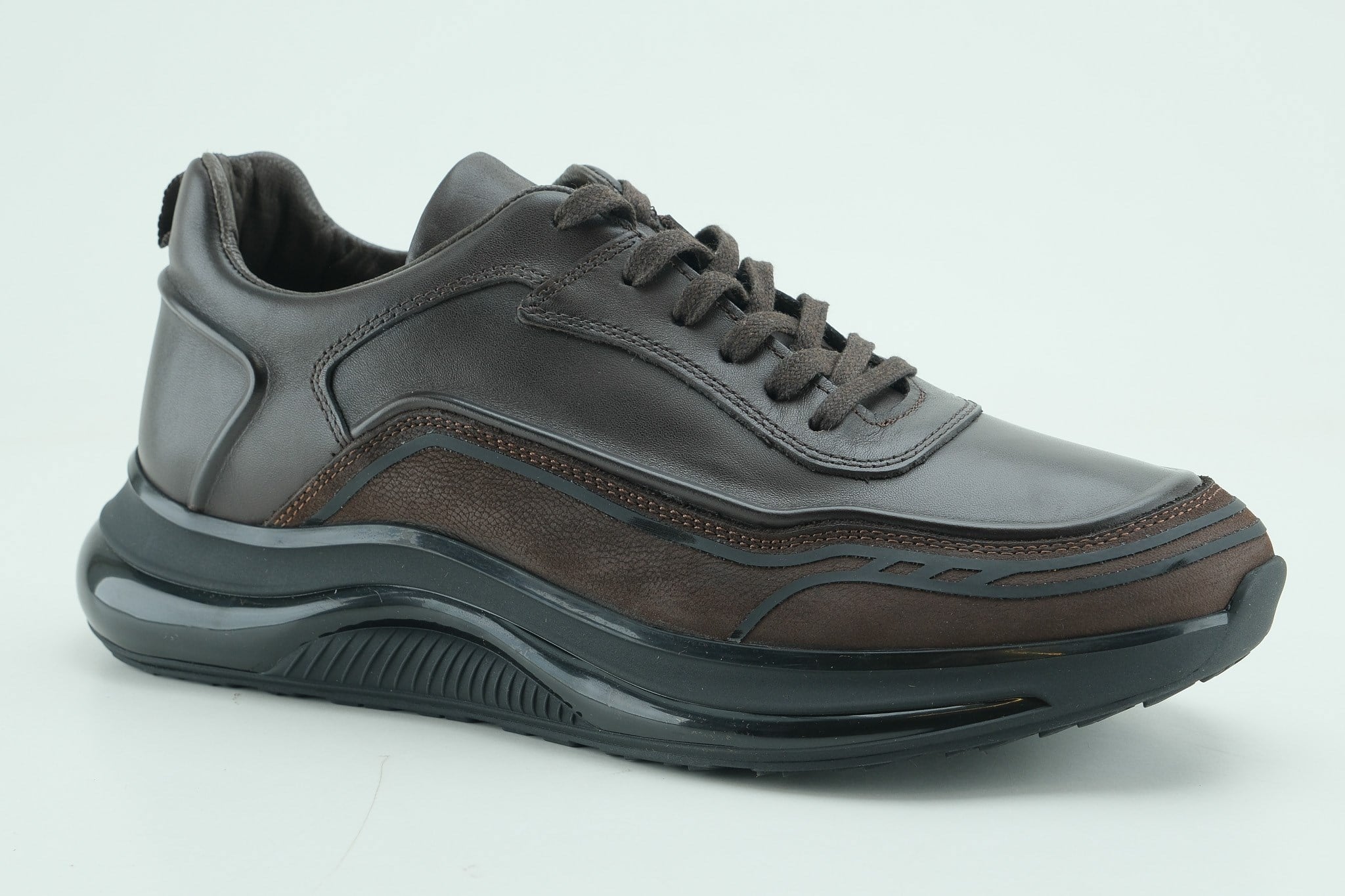 Ortoplus Ortopedik Deri Erkek Sneaker Ayakkabı CF2425 KAHVE - OrtoPlus