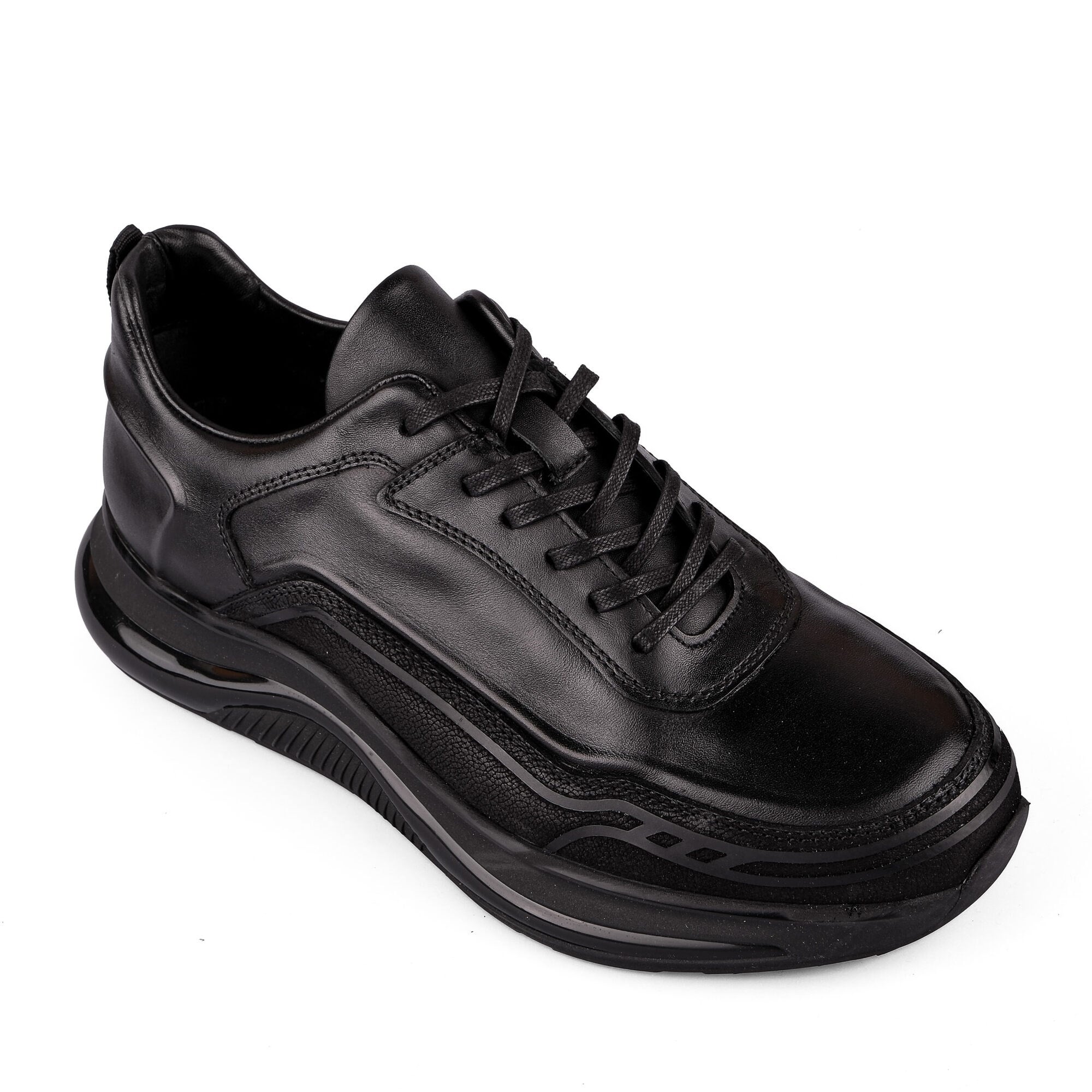 Ortoplus Ortopedik Deri Erkek Sneaker Ayakkabı CF2425 SİYAH - OrtoPlus