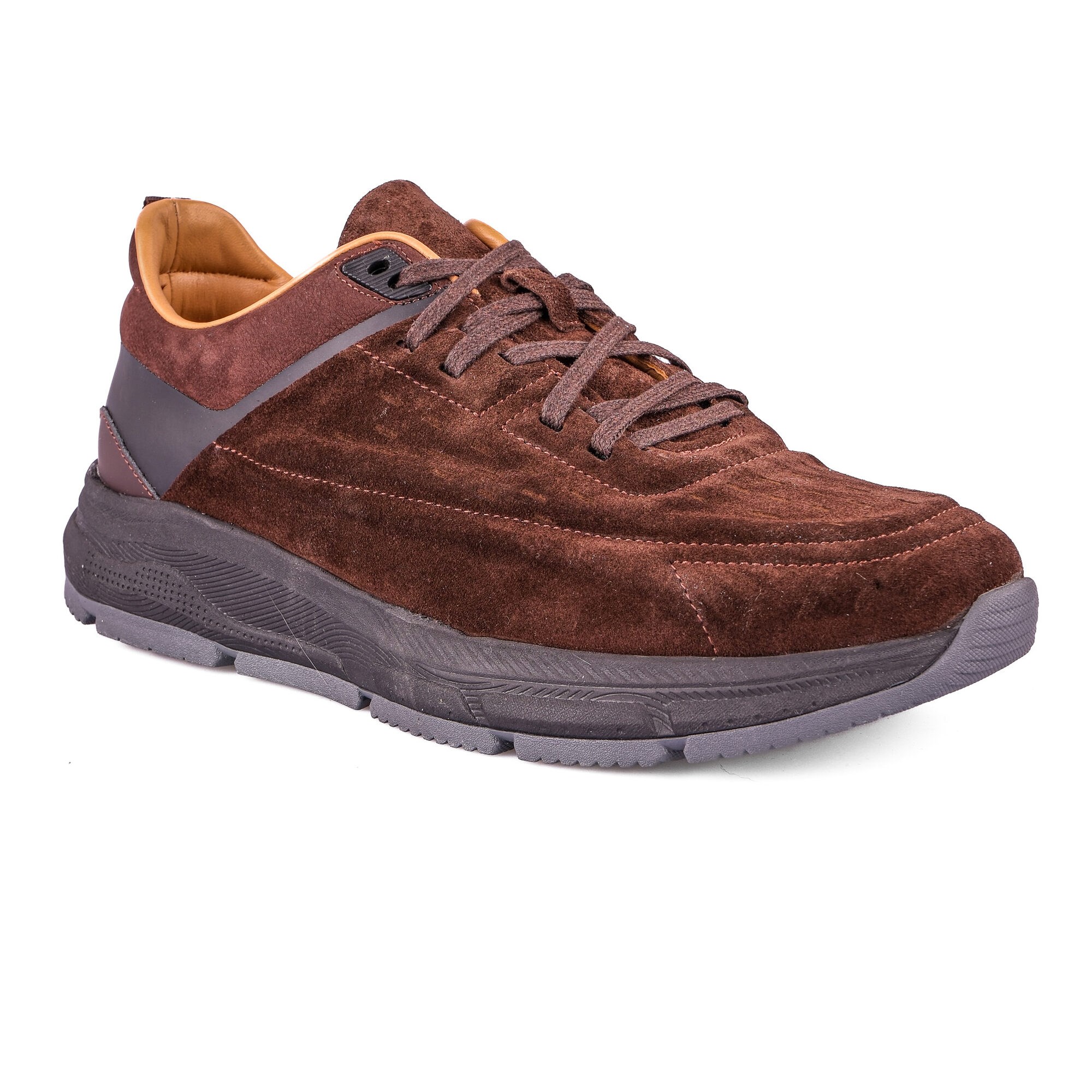 Ortoplus Ortopedik Deri Erkek Sneaker Ayakkabı CF2508 KAHVE SÜET - OrtoPlus