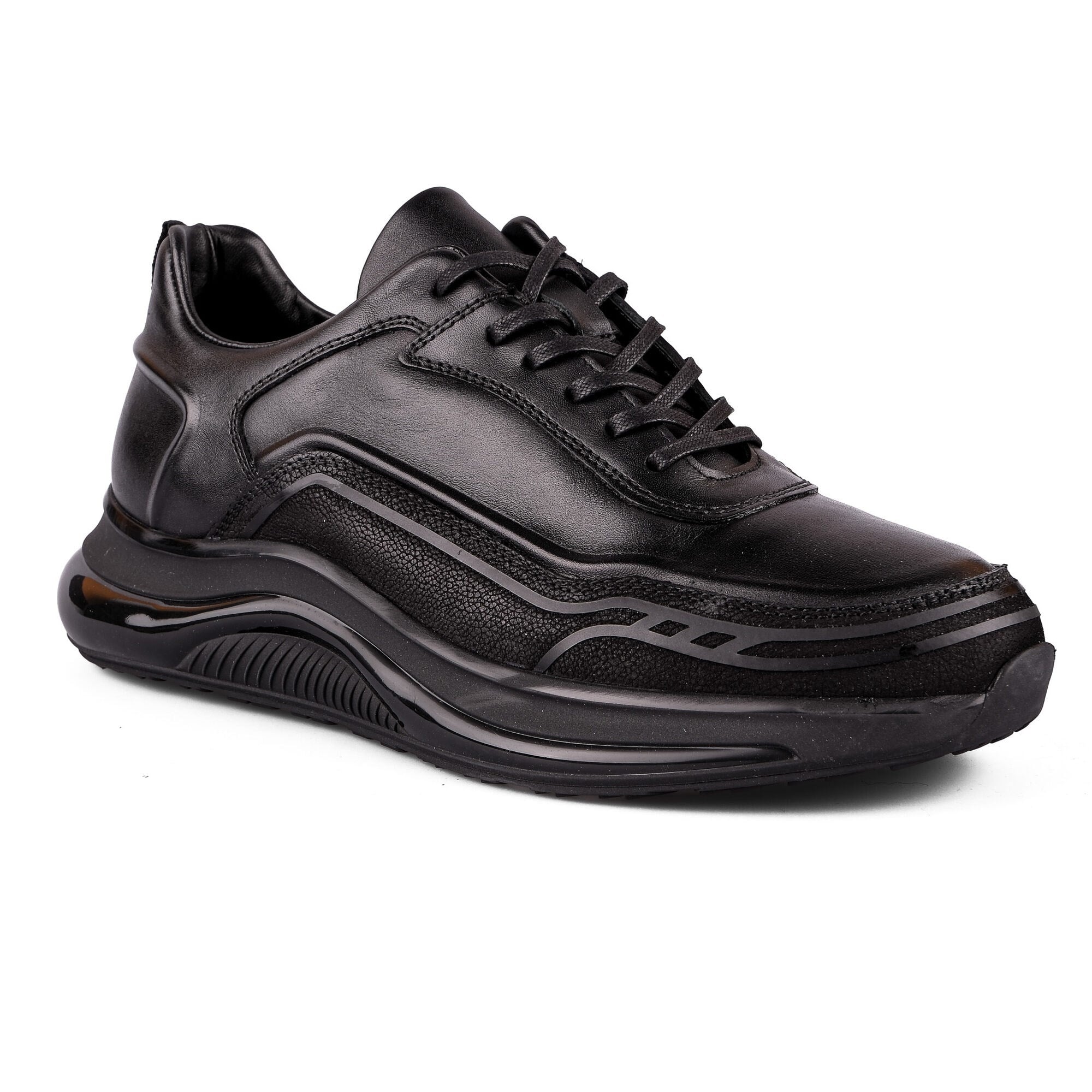 Ortoplus Ortopedik Deri Erkek Sneaker Ayakkabı CF2425 SİYAH - OrtoPlus
