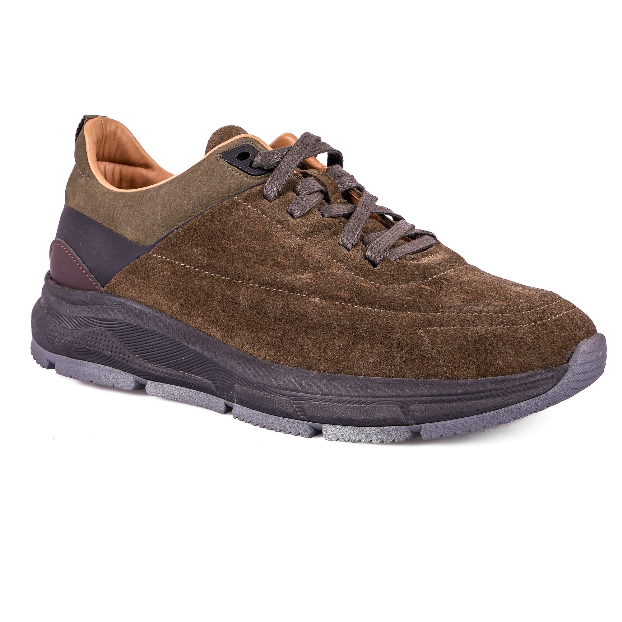 Ortoplus Ortopedik Deri Erkek Sneaker Ayakkabı CF2508 HAKİ SÜET - OrtoPlus