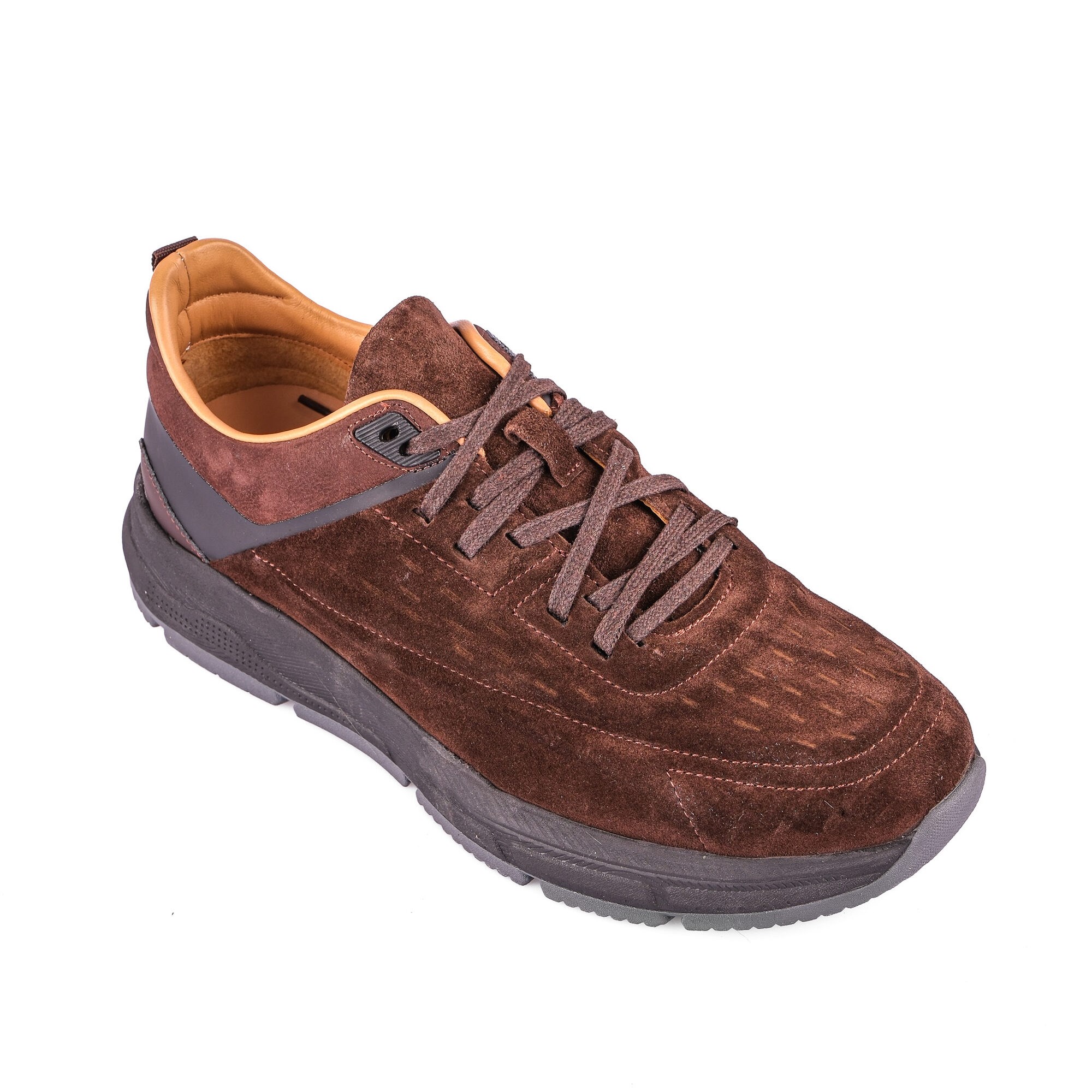 Ortoplus Ortopedik Deri Erkek Sneaker Ayakkabı CF2508 KAHVE SÜET - OrtoPlus