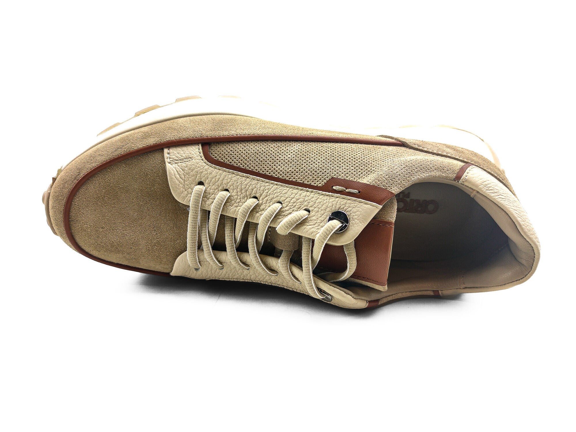 Ortoplus Ortopedik Deri Erkek Sneaker Ayakkabı CF2683 BEJ - OrtoPlus