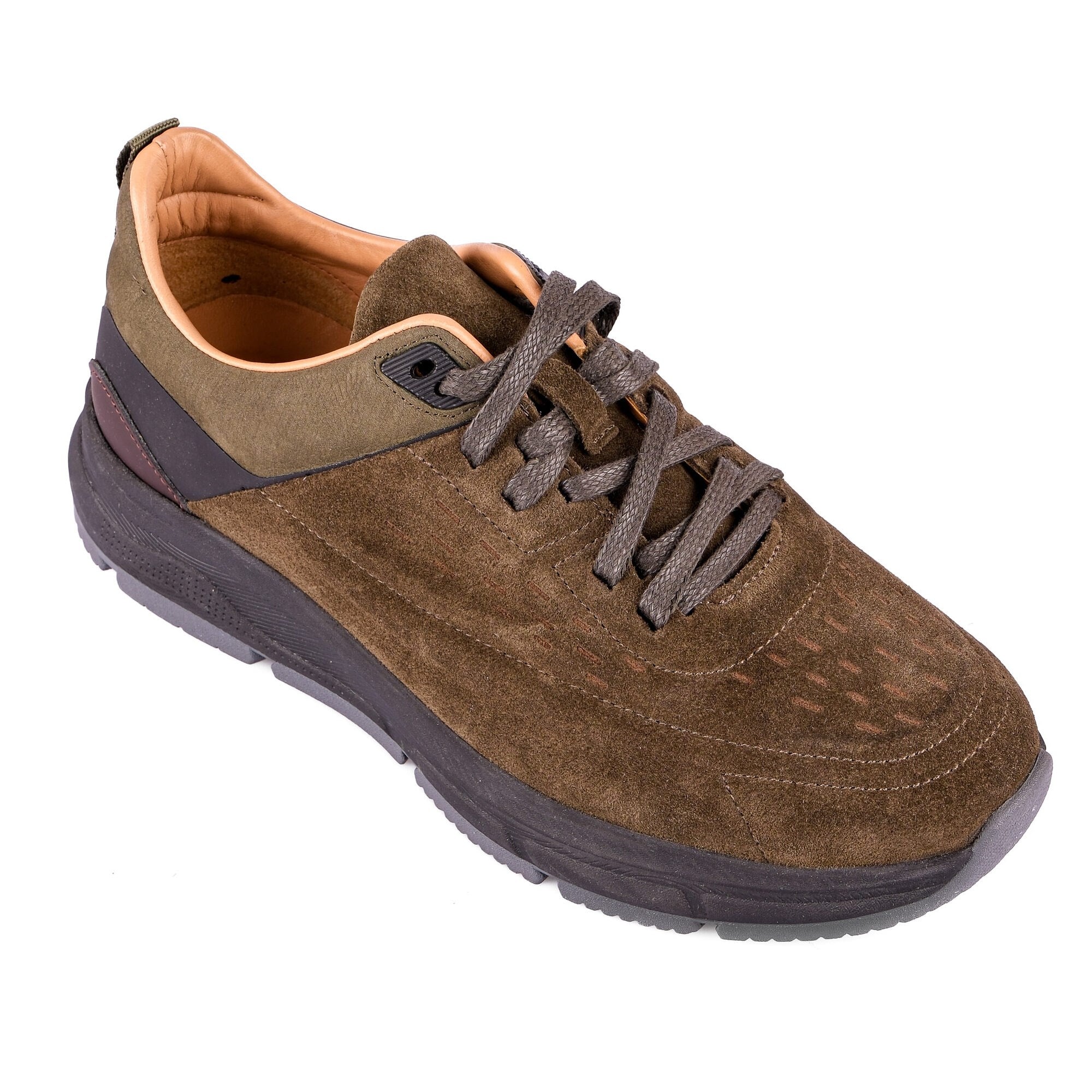 Ortoplus Ortopedik Deri Erkek Sneaker Ayakkabı CF2508 HAKİ SÜET - OrtoPlus