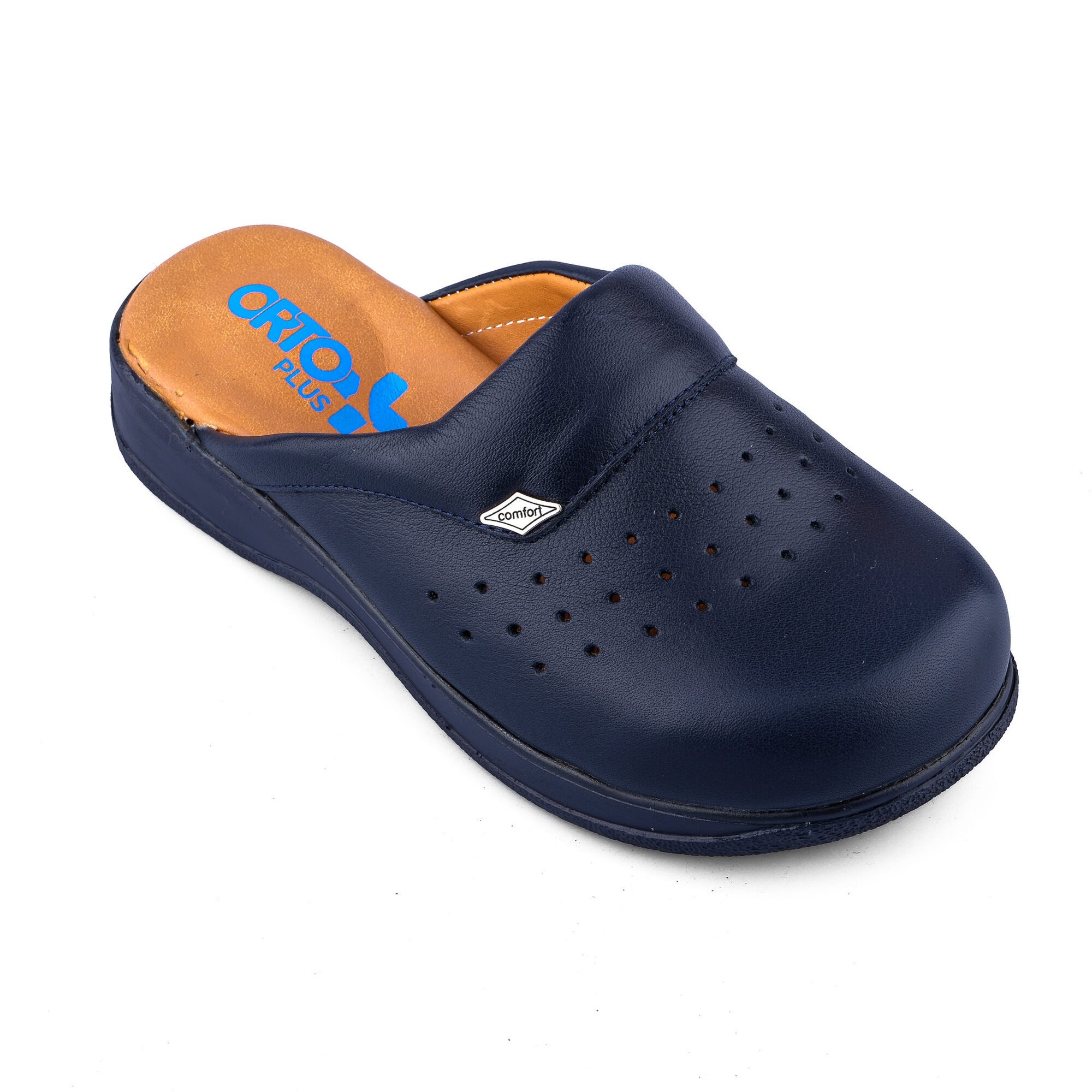 Ortoplus Sabo Unisex Deri Hastane Terlik KT9001 LACİVERT - OrtoPlus