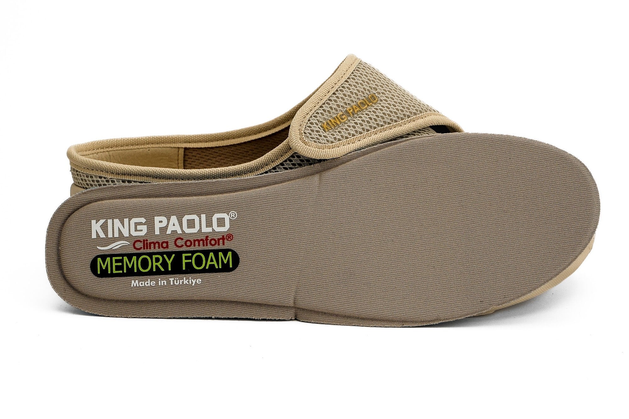 Sneaker Tekstil Tabanı Çıkan Yürüyüş Cırtlı Kadın Terlik KP5197 BEJ - King Paolo