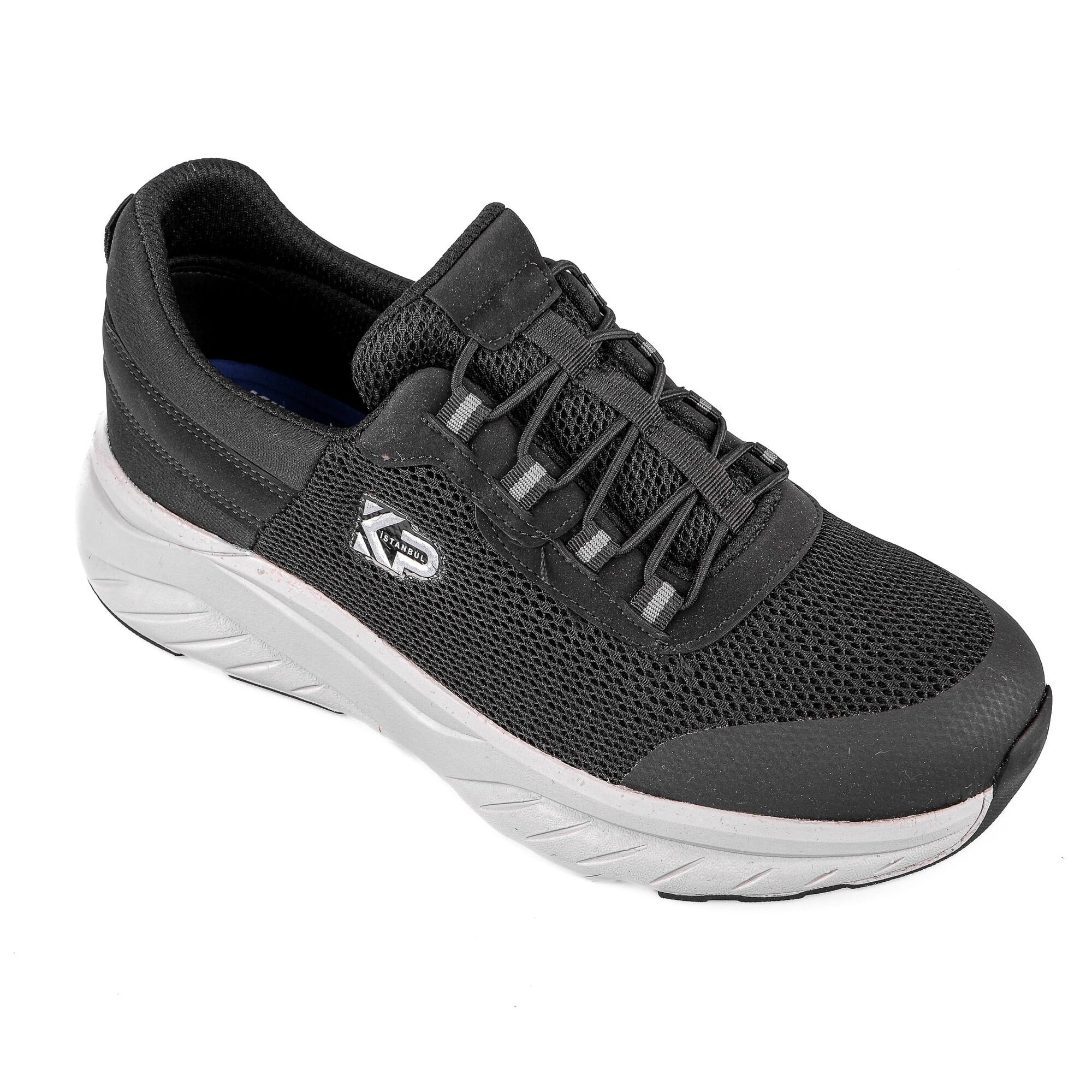 Sneaker Tekstil Yürüyüş Kadın Ayakkabı Bağcıklı KP5194 SİYAH - King Paolo