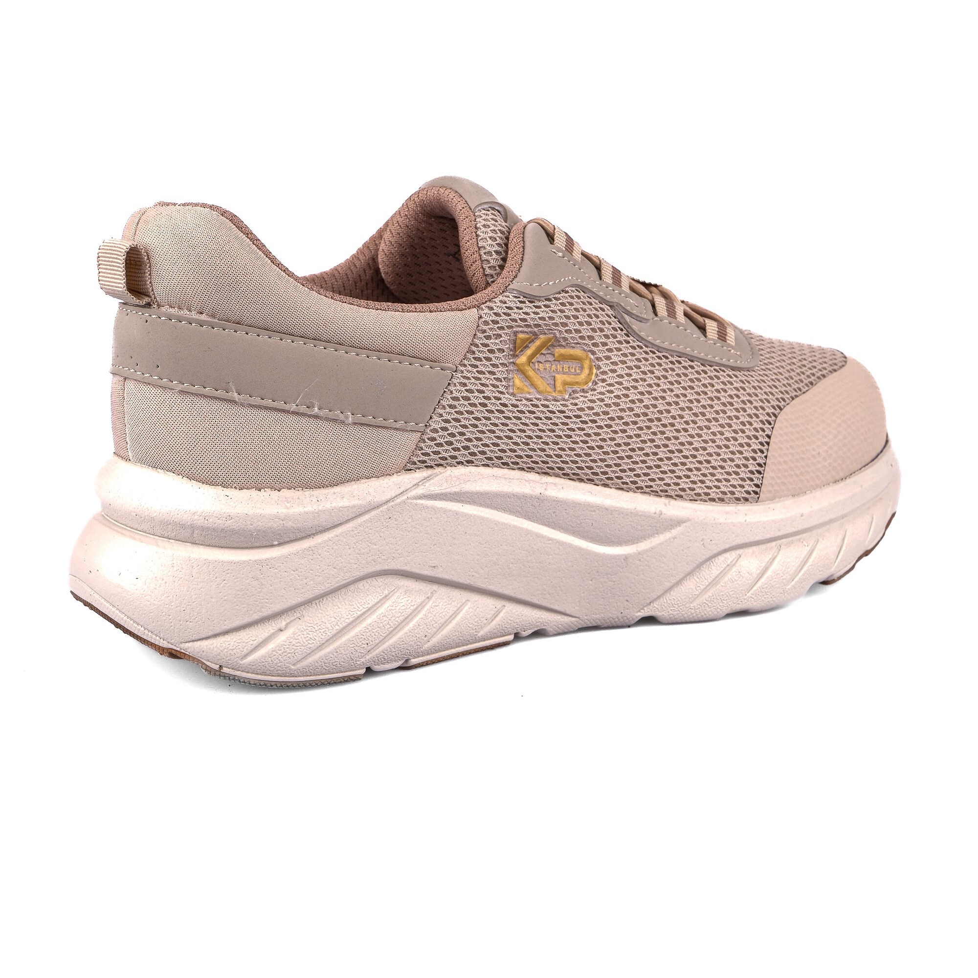 Sneaker Tekstil Yürüyüş Kadın Ayakkabı Bağcıklı KP5194 BEJ - King Paolo