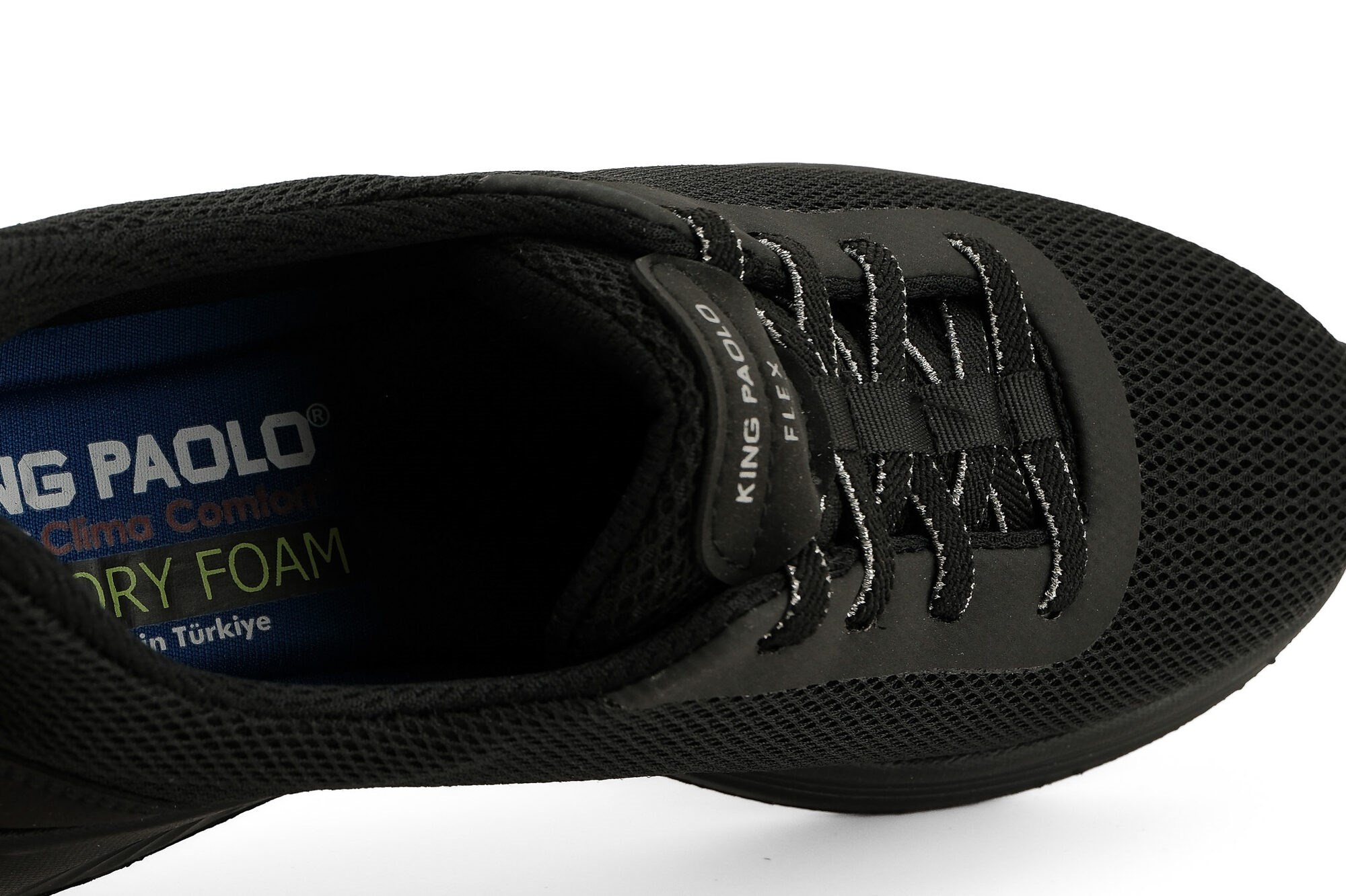 Sneaker Tekstil Yürüyüş Kadın Ayakkabı Bağcıklı KP5174 SİYAH - King Paolo