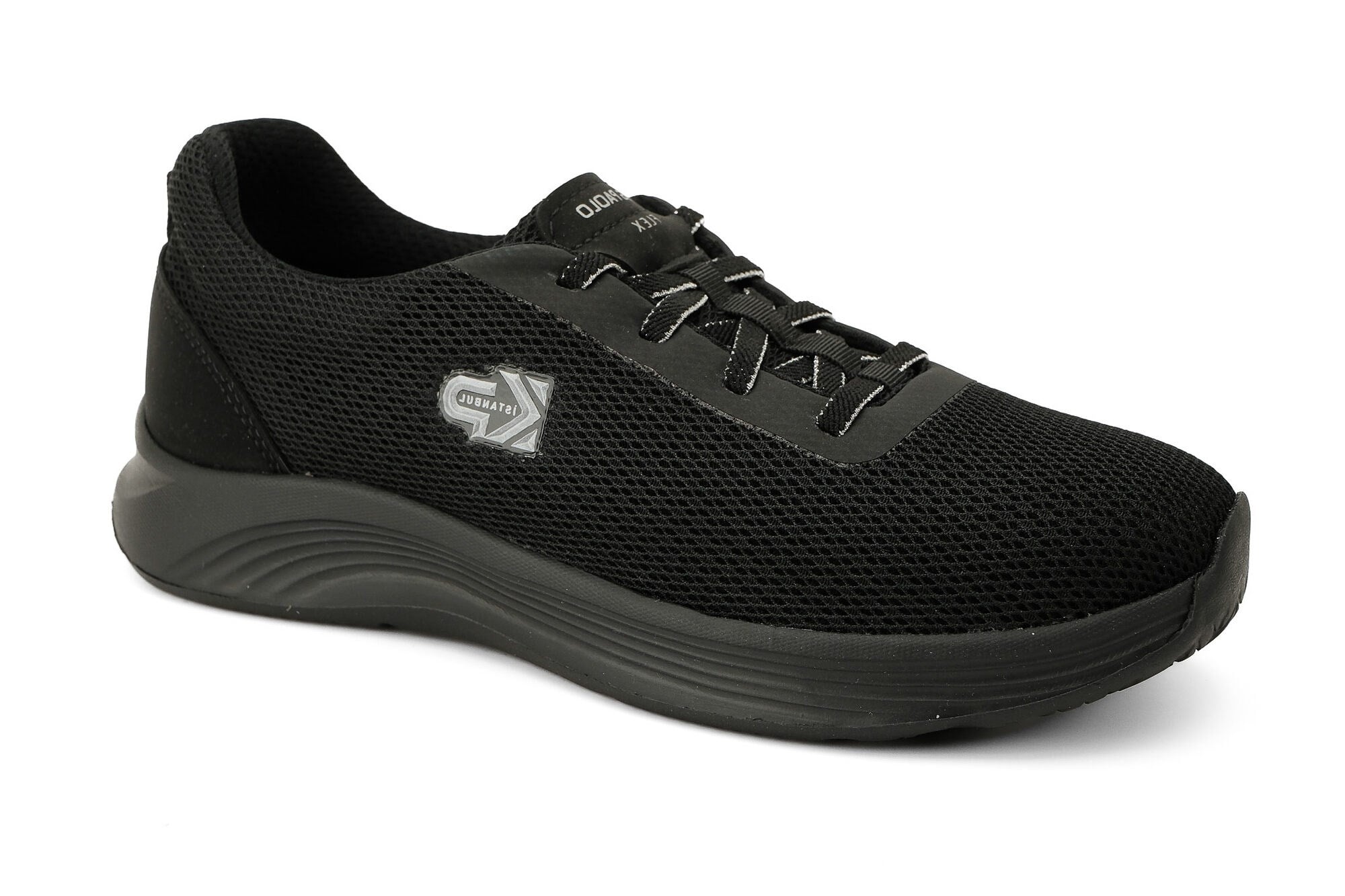 Sneaker Tekstil Yürüyüş Kadın Ayakkabı Bağcıklı KP5174 SİYAH - King Paolo