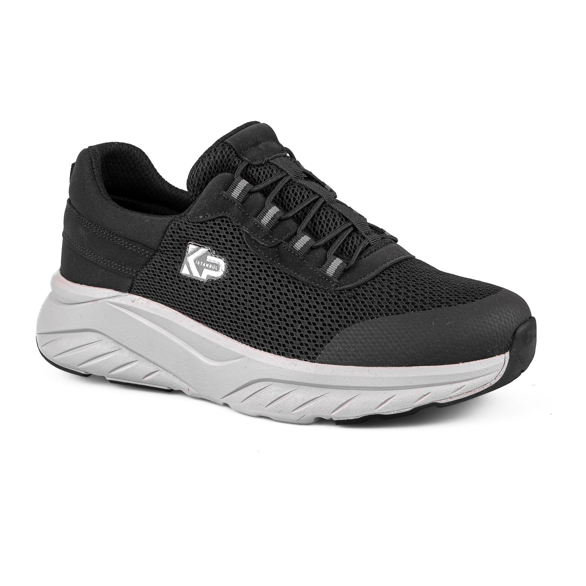 Sneaker Tekstil Yürüyüş Kadın Ayakkabı Bağcıklı KP5194 SİYAH - King Paolo