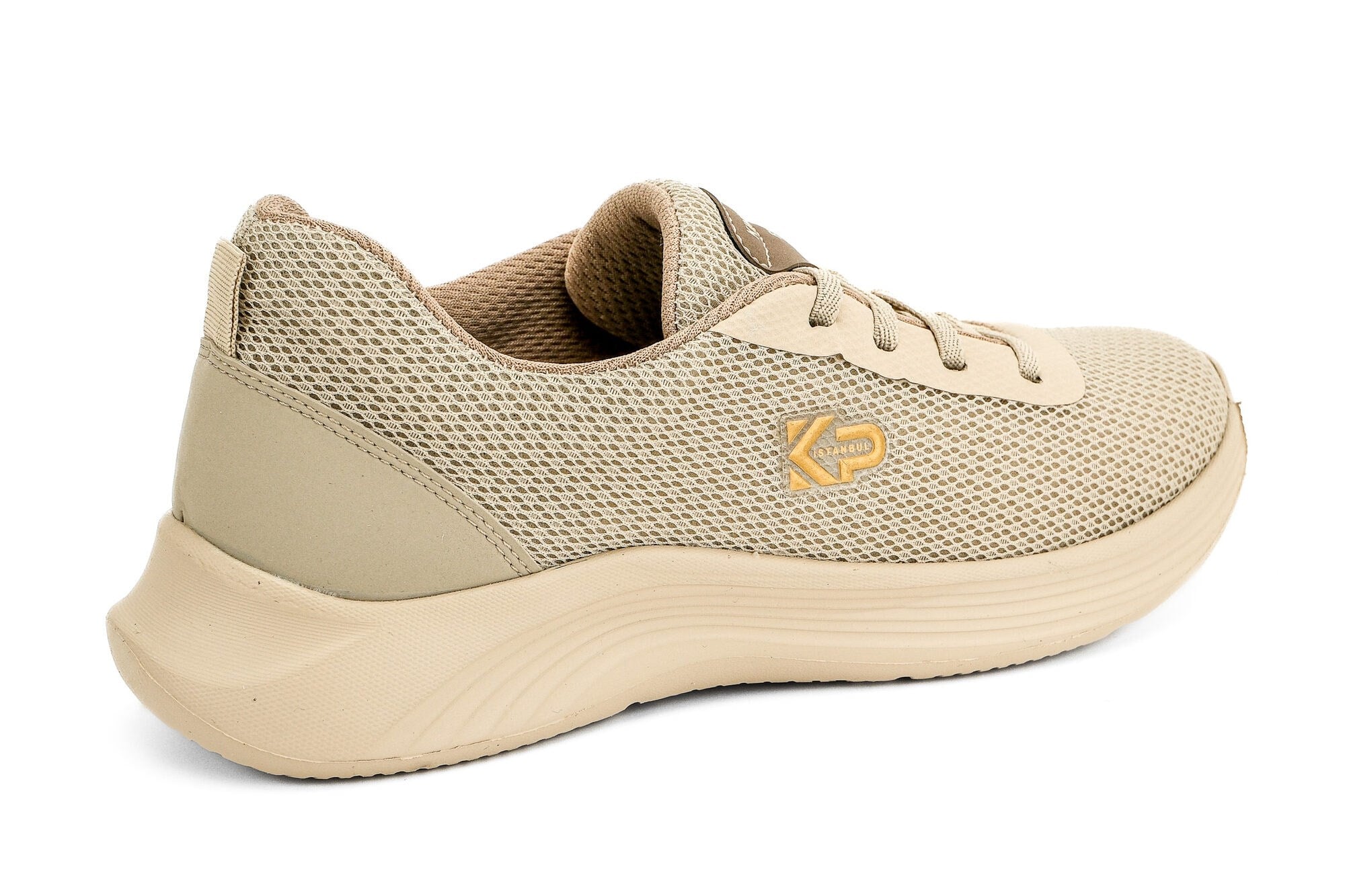 Sneaker Tekstil Yürüyüş Kadın Ayakkabı Bağcıklı KP5174 BEJ - King Paolo