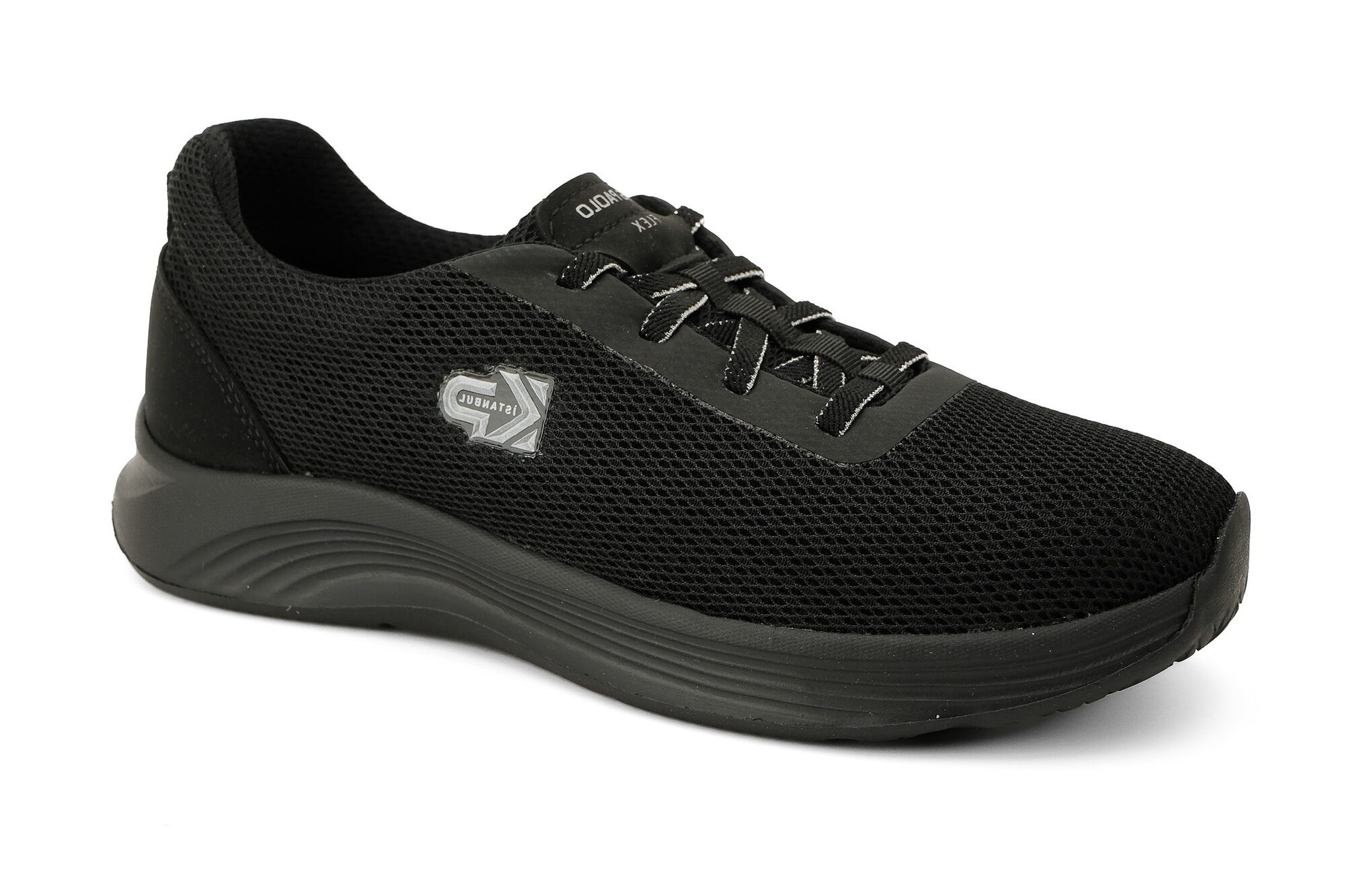Sneaker Tekstil Yürüyüş Kadın Ayakkabı Bağcıklı KP5174 SİYAH - King Paolo