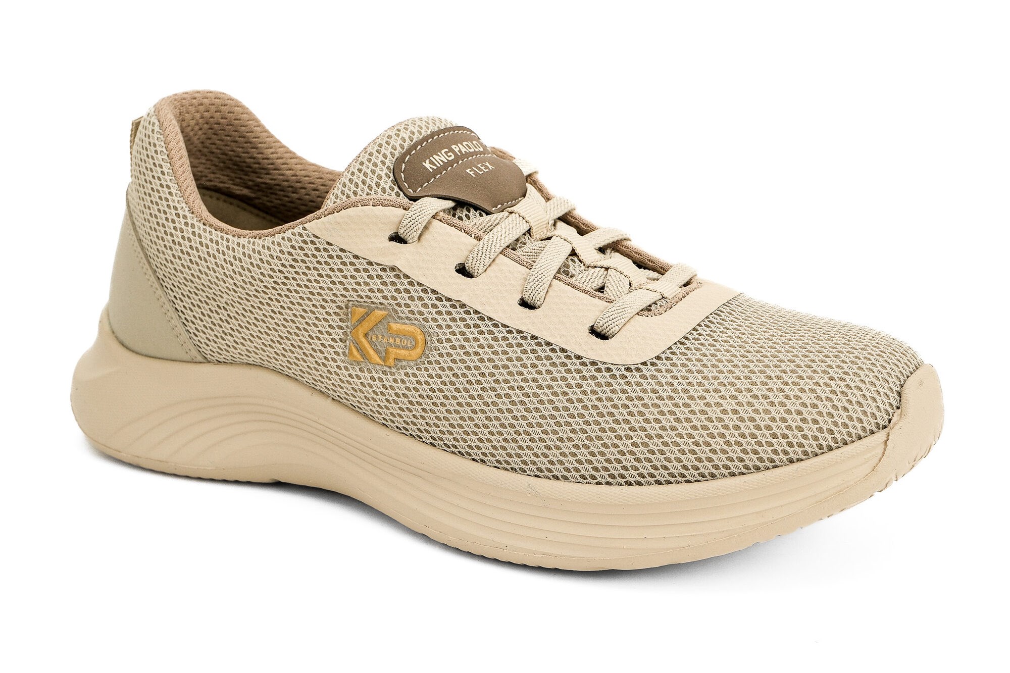 Sneaker Tekstil Yürüyüş Kadın Ayakkabı Bağcıklı KP5174 BEJ - King Paolo