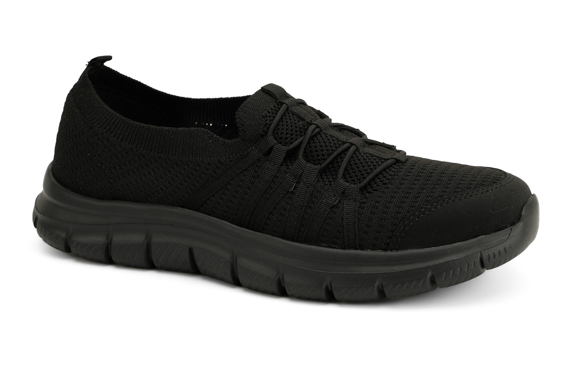 Sneaker Tekstil Yürüyüş Kadın Streç Ayakkabı KP5223 SİYAH - King Paolo