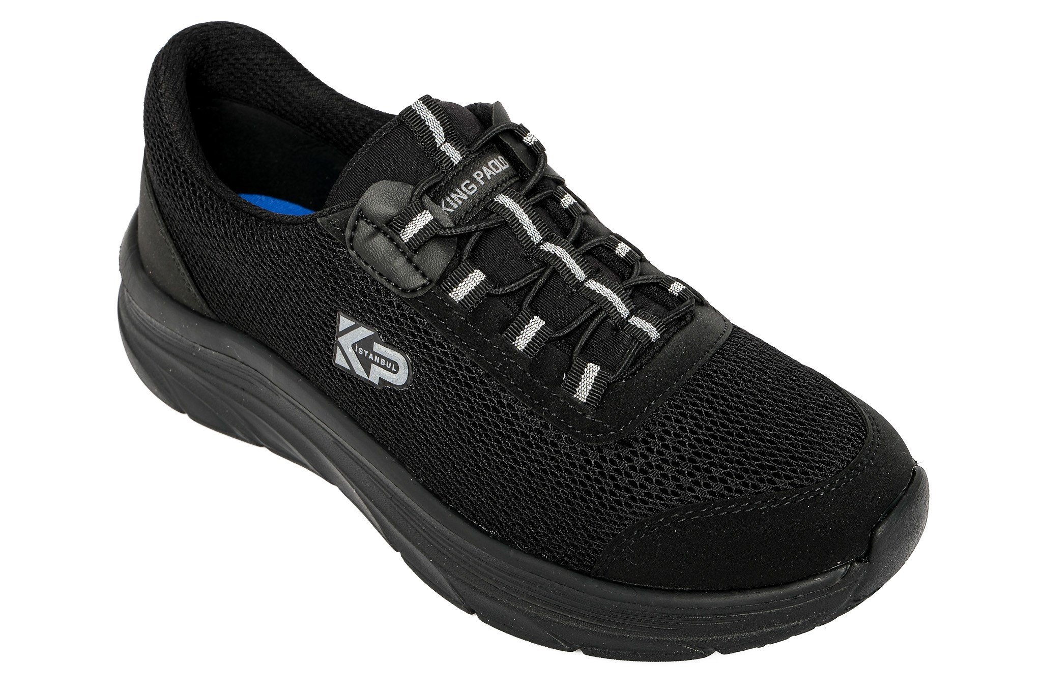 Sneaker Tekstil Yürüyüş Unisex Bağcıklı Ayakkabı KP5121 SİYAH - King Paolo