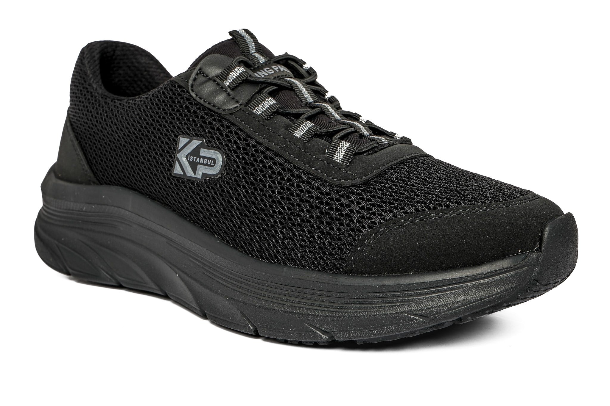 Sneaker Tekstil Yürüyüş Unisex Bağcıklı Ayakkabı KP5121 SİYAH - King Paolo