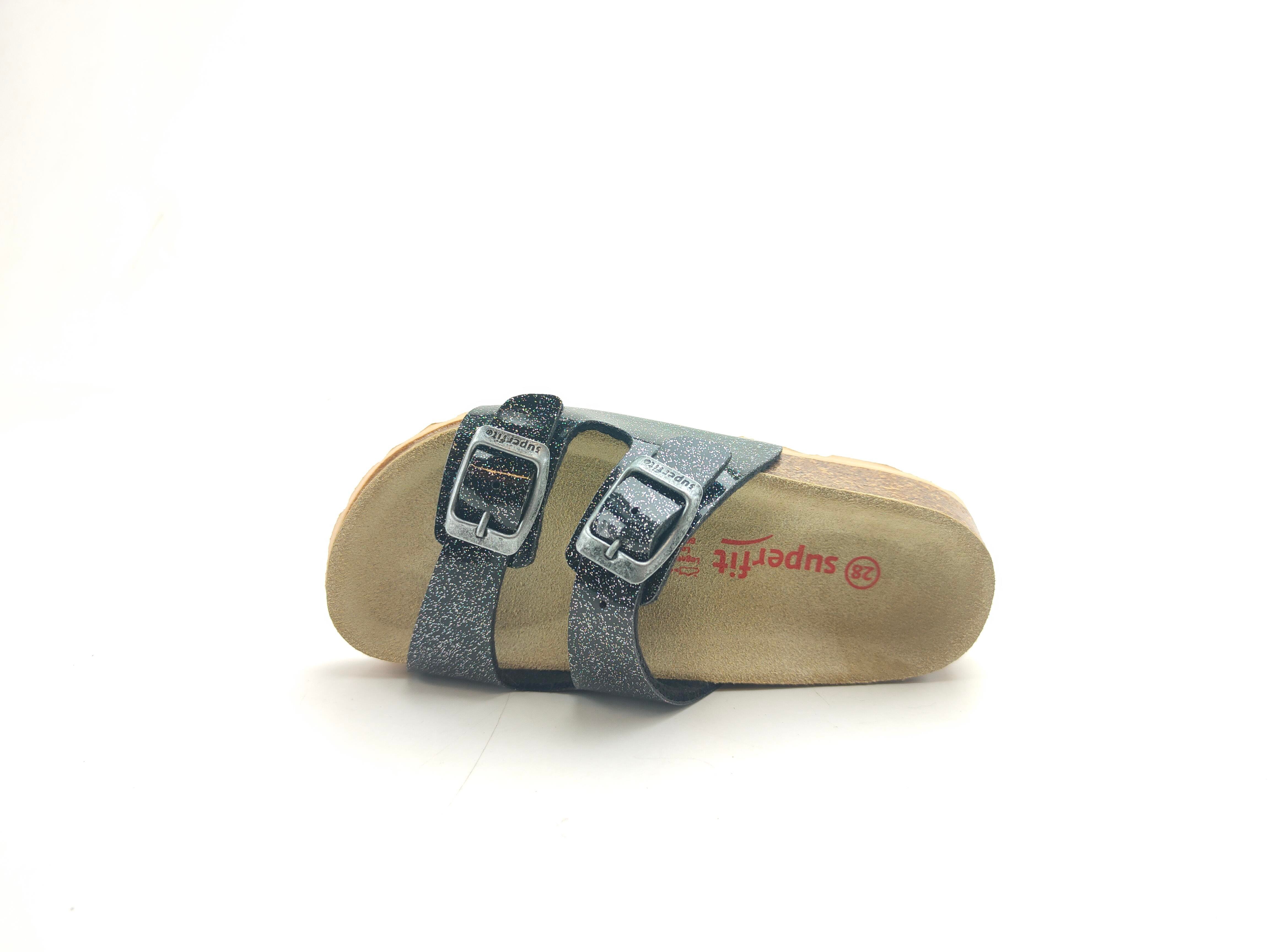 Superfit Ortopedik Çocuk Terlik Çift Bantlı P 800111-0100 - Siyah Simli - Superfit