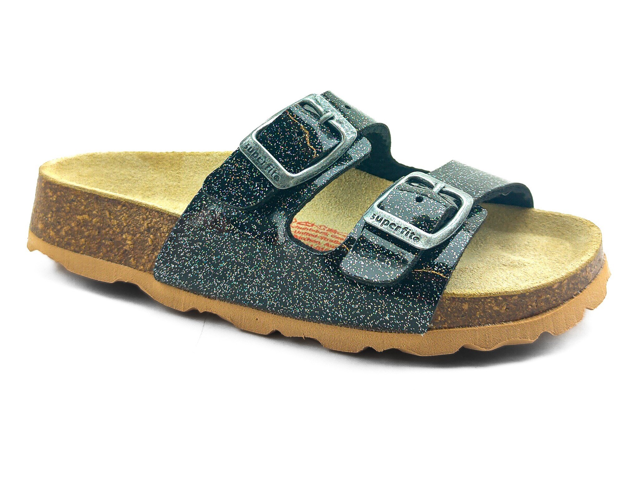 Superfit Ortopedik Çocuk Terlik Çift Bantlı F 800111-0100 - Siyah Simli SCHWARZ / SILBER - Superfit