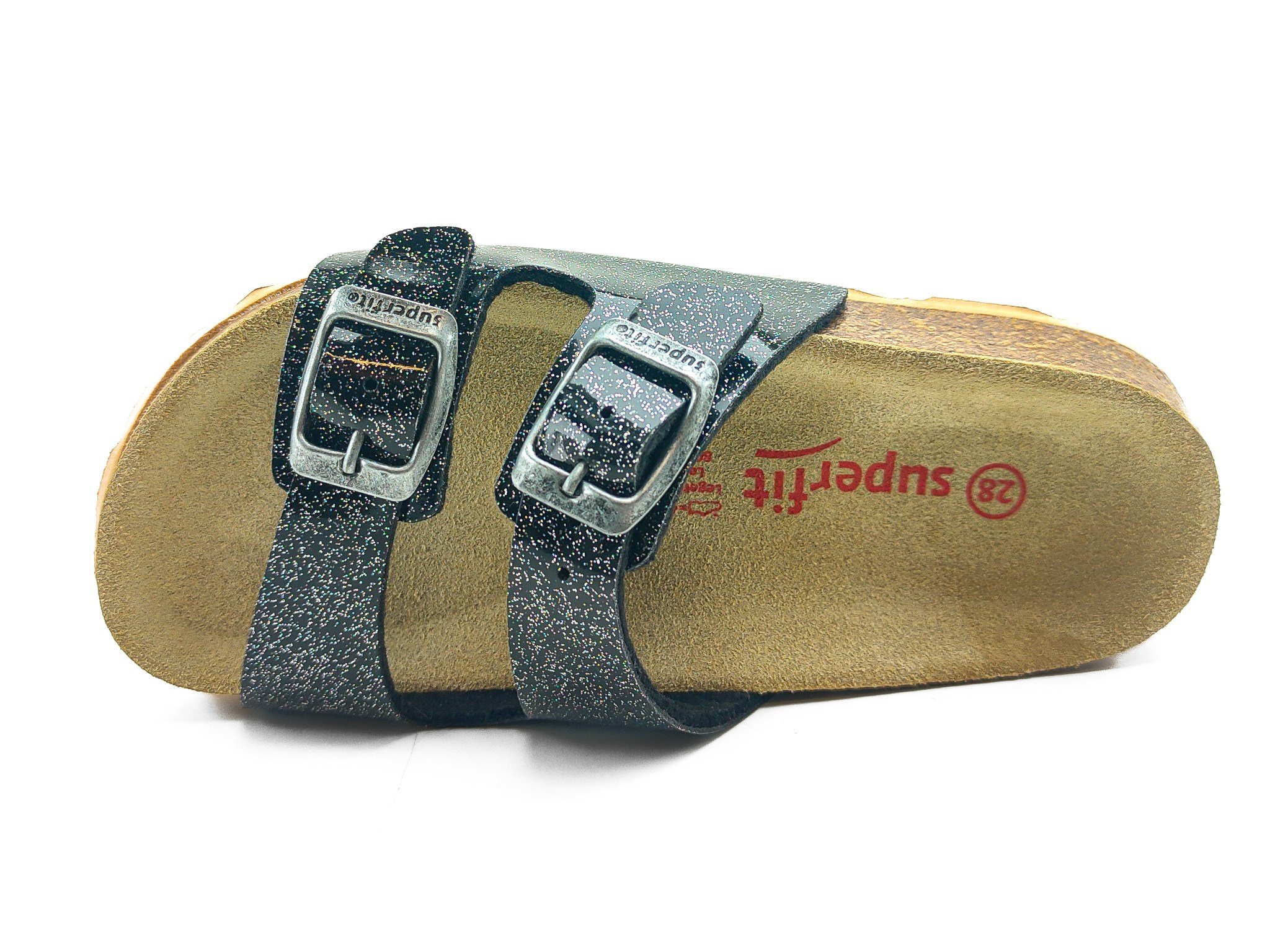 Superfit Ortopedik Çocuk Terlik Çift Bantlı P 800111-0100 - Siyah Simli SCHWARZ / SILBER - Superfit
