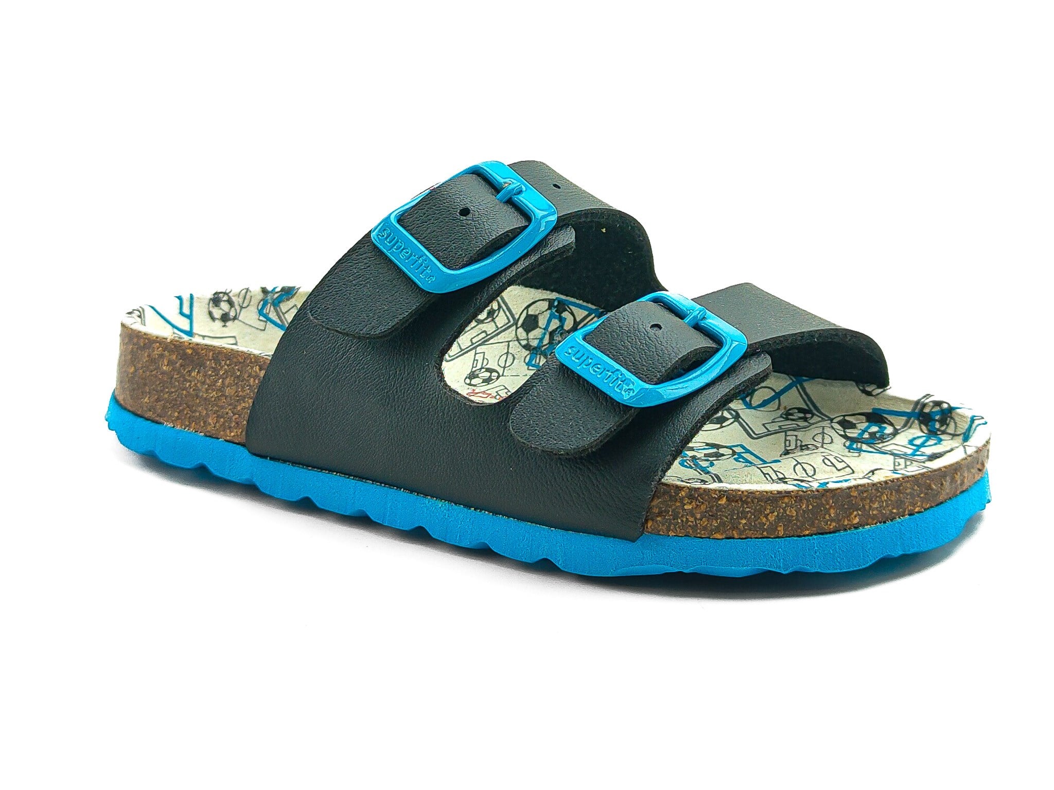 Superfit Ortopedik Çocuk Terlik Çift Bantlı P 800111-8160 Laci Futbol BLAU / MEHRFARBIG - Superfit