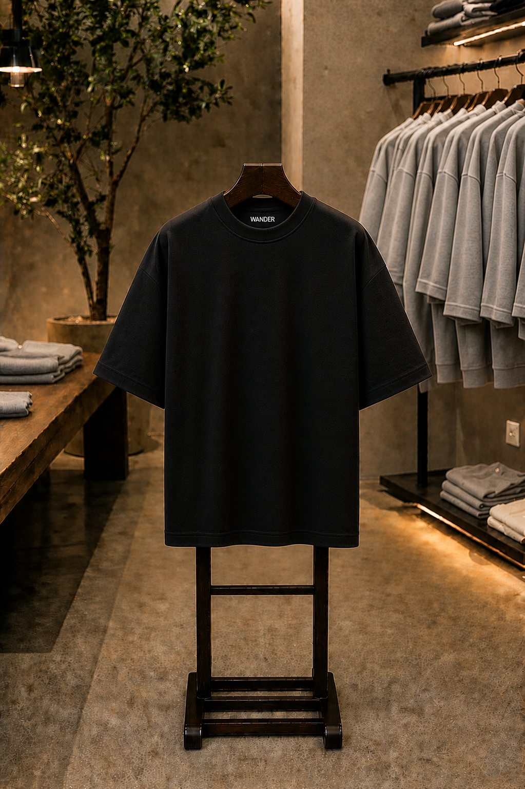 Gerçek Oversize Erkek Siyah Kalın T-Shirt
