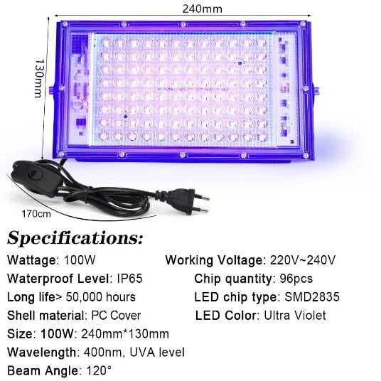Party Size Blacklight Led Ampul / E27 / 9W