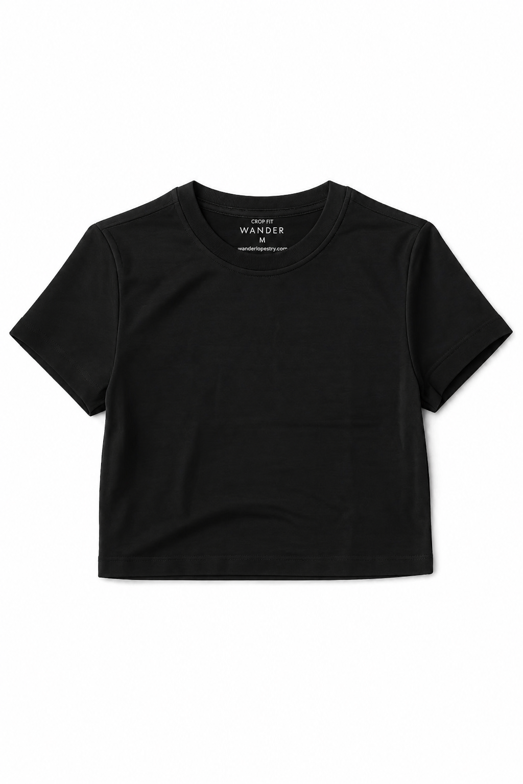 Siyah Kadın Crop Fit Basic Tişört | Bisiklet Yaka Bluz Likralı Kaliteli Premium Kumaş