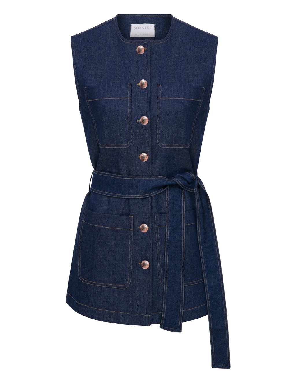 Bakır Düğmeli Denim Yelek Tipi Ceket