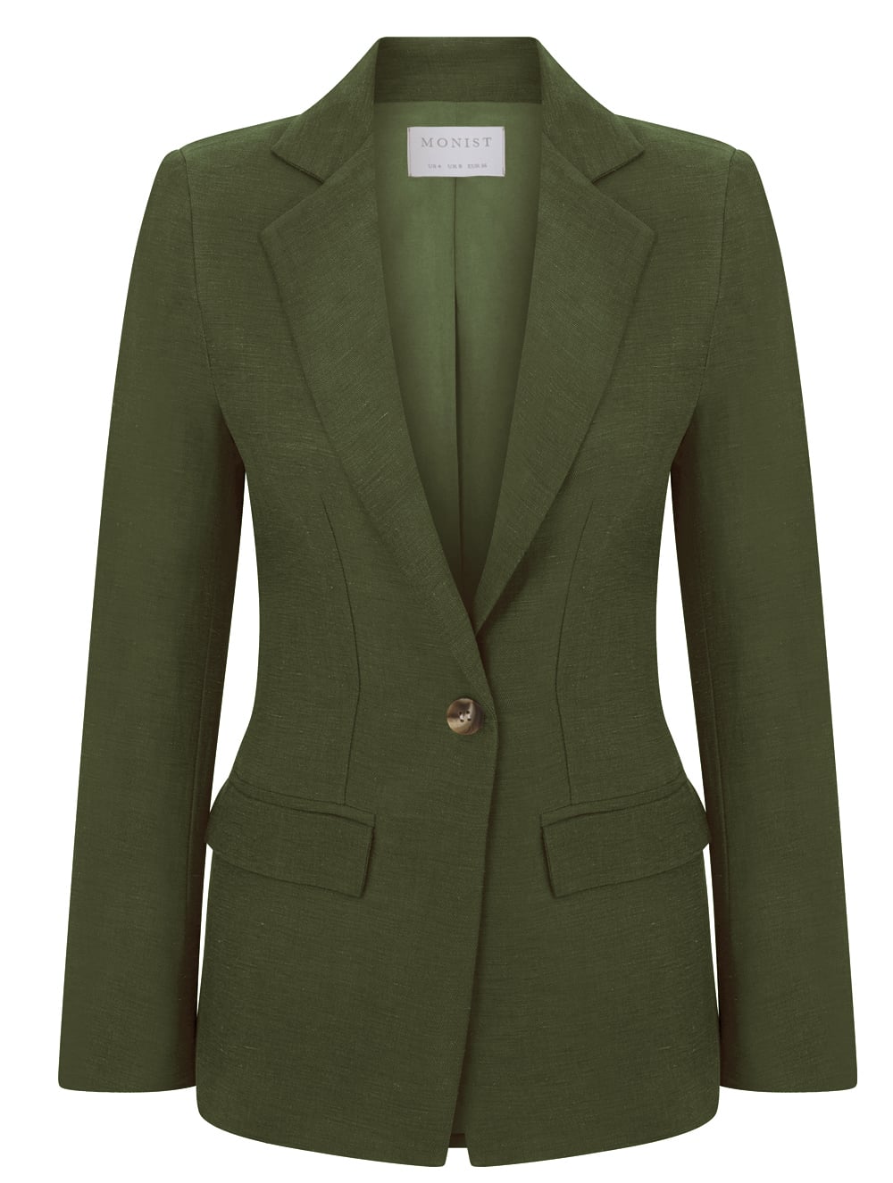 Haki Rengi Vegan Cupro Keten Blazer