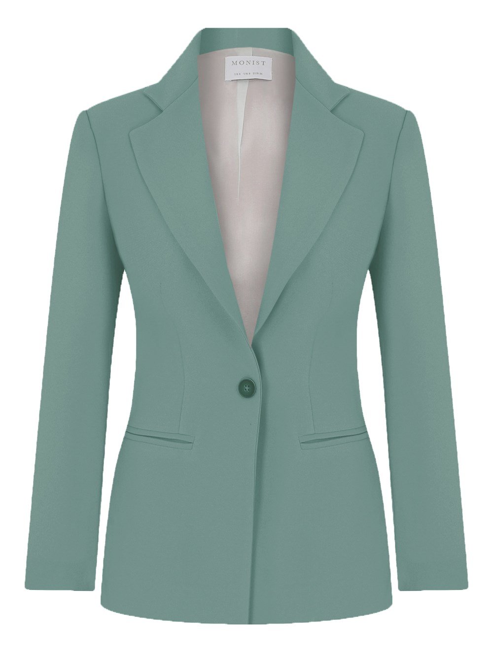 Su Yeşili Tek Düğmeli Klasik Blazer