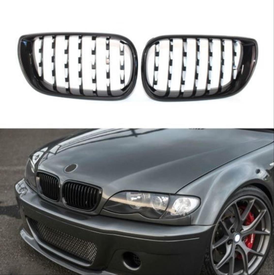 3 SERISI 2002-2004 E46 IÇIN UYUMLU DIAMOND PANJUR (BÖBREK)  PIANO BLACK  ÇERÇEVE 