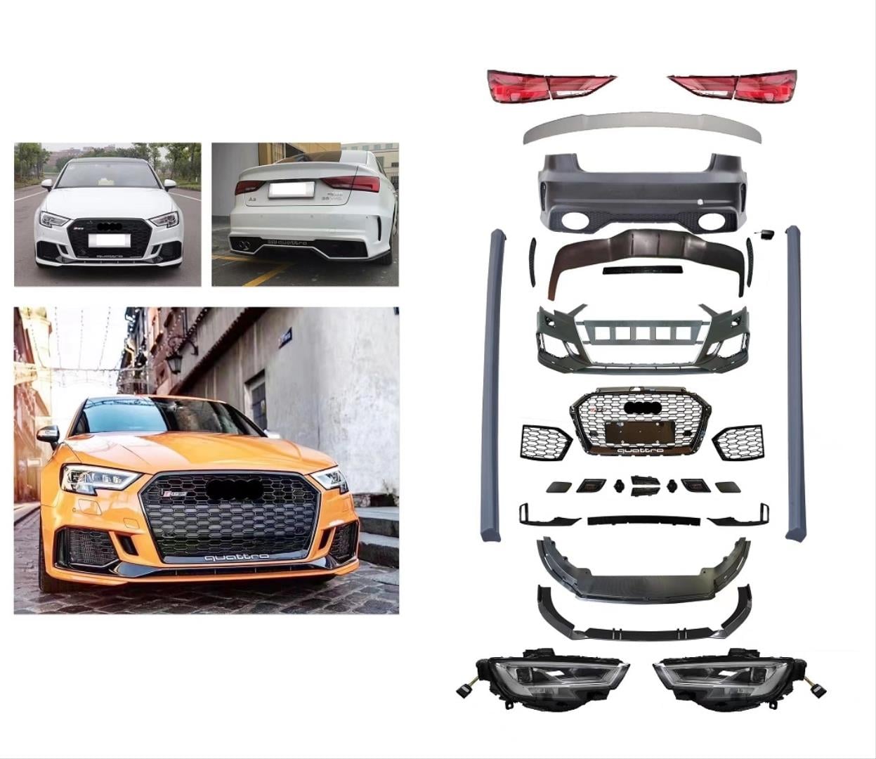 A3 13-16 İÇİN  2017+ RS3 GÖRÜNÜM FACELIFT BODY KIT  (SEDAN) (LED FARLI MODEL İÇİN)   