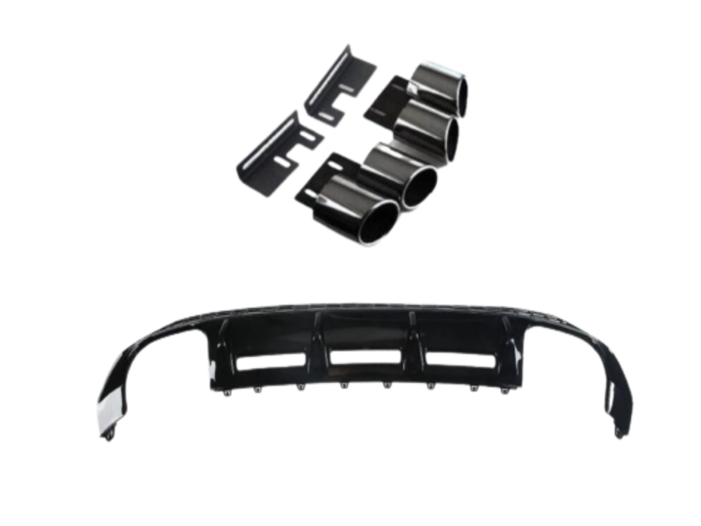 A3 2021+ SEDAN IÇIN UYUMLU S-LINE 4 EGZOZ DIFÜZÖR -PIANO BLACK (plastik egzoz)