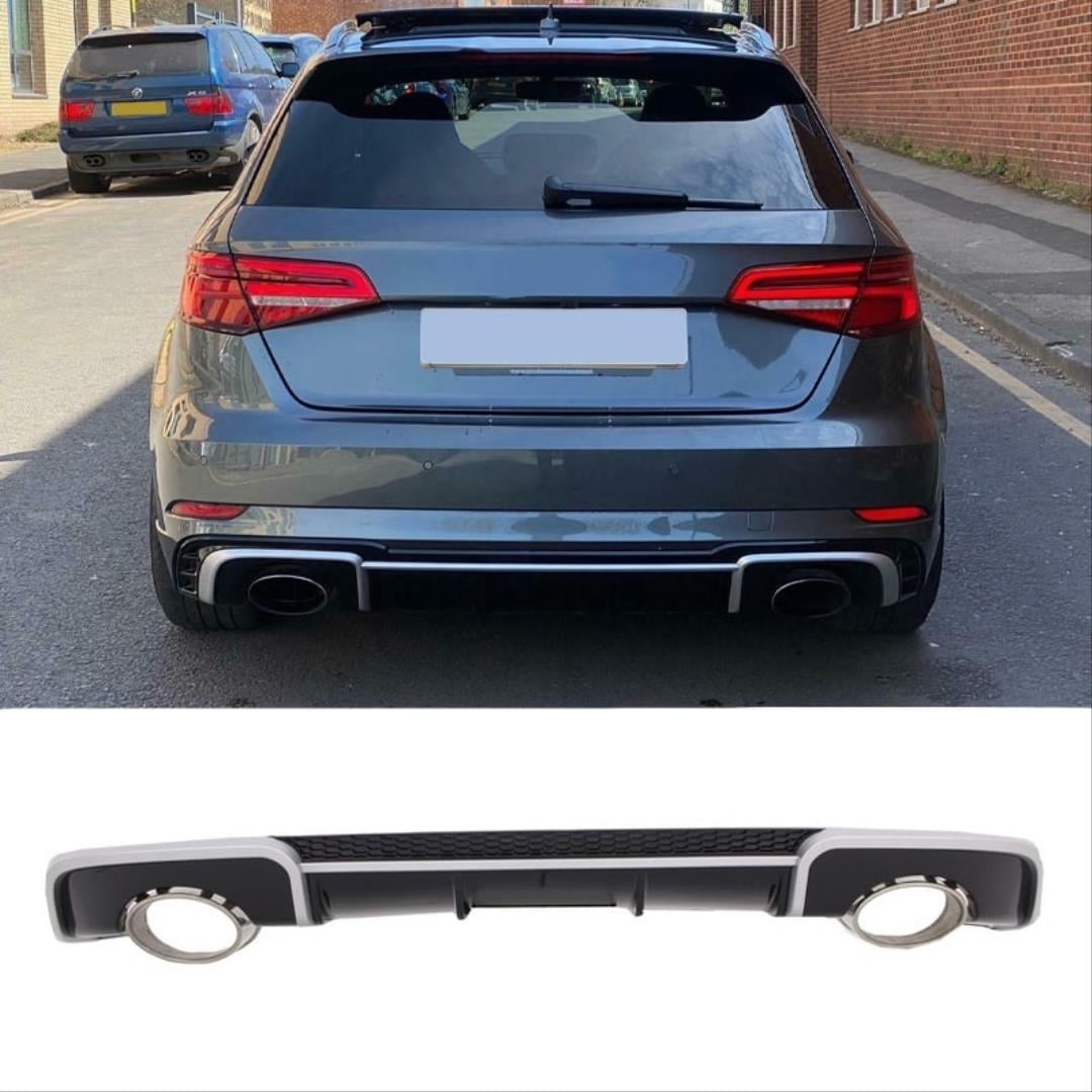 A3 HATCHBACK 2016 - 2019 İÇİN UYUMLU RS3 DİFÜZÖR (NORMAL TAMPON İÇİN)  