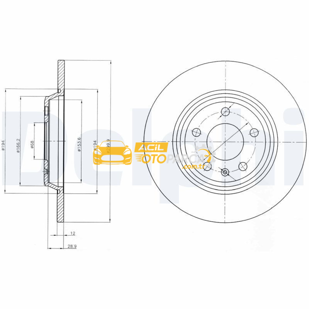 Audi DELPHI BG4081C | Disk Arka 08-Aı.A4-A5-A6-A7-Q5 Kaplamalı | 1 Adet