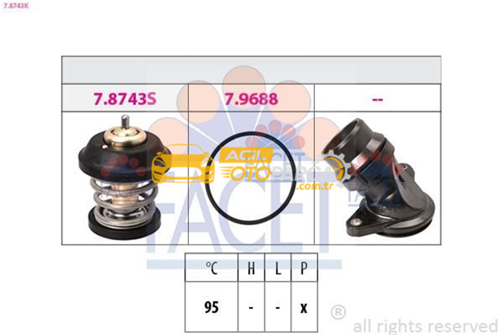 Audi FACET 7.8743K | Termostat-VW 1.8-2.0 Tfsi Golf V Passat A3 A4 A5