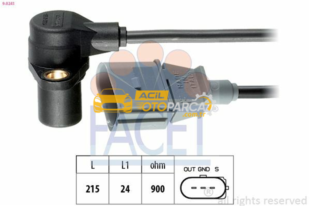 Audi FACET 9.0241 | Sensör Krank Devir VW Golf IV,V Bora Bfq Bse