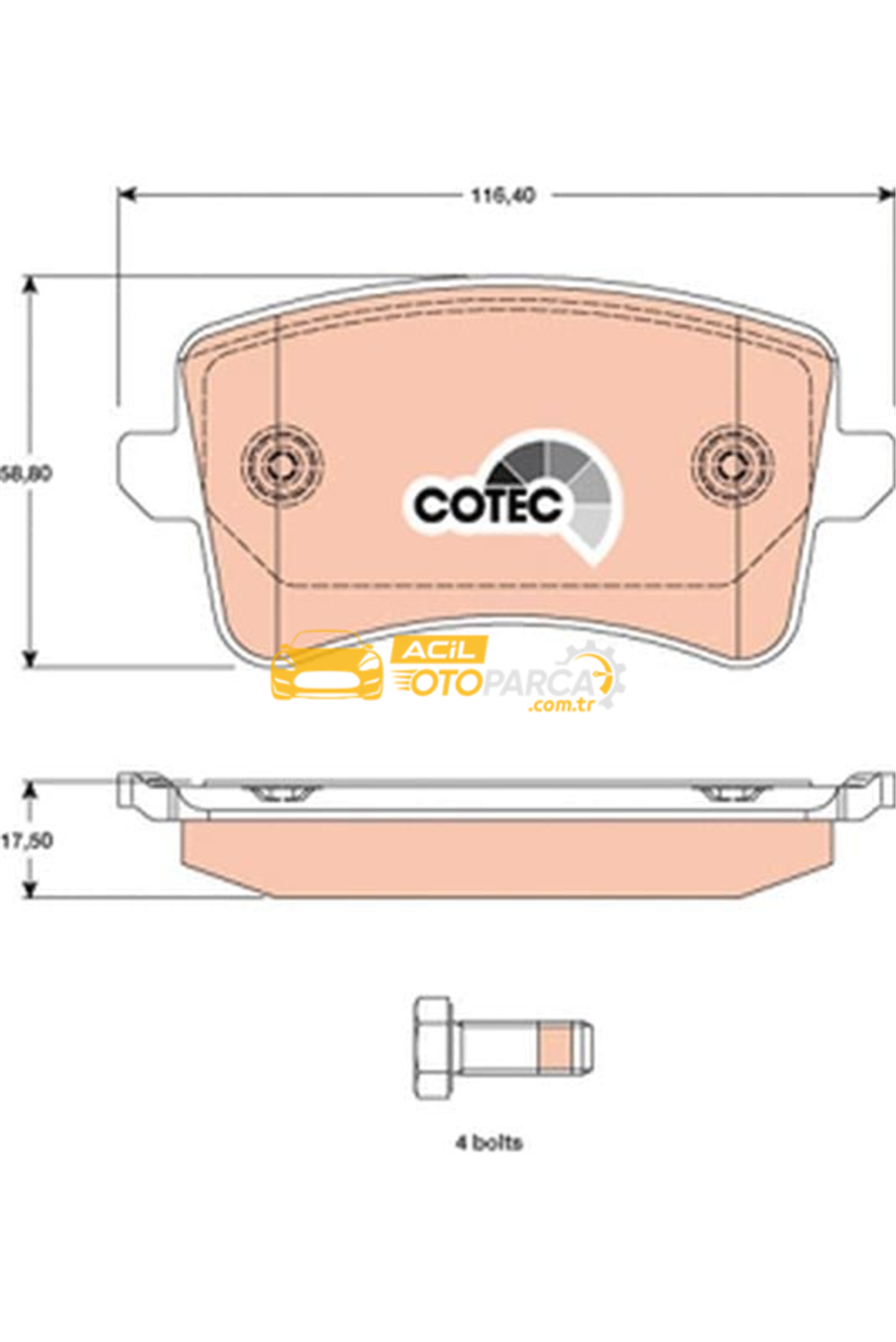 Audi TRW GDB1765 | Arka Fren Balatası-330X22 (Audi A4 08-16 A5 08-17 Q5 09-17)