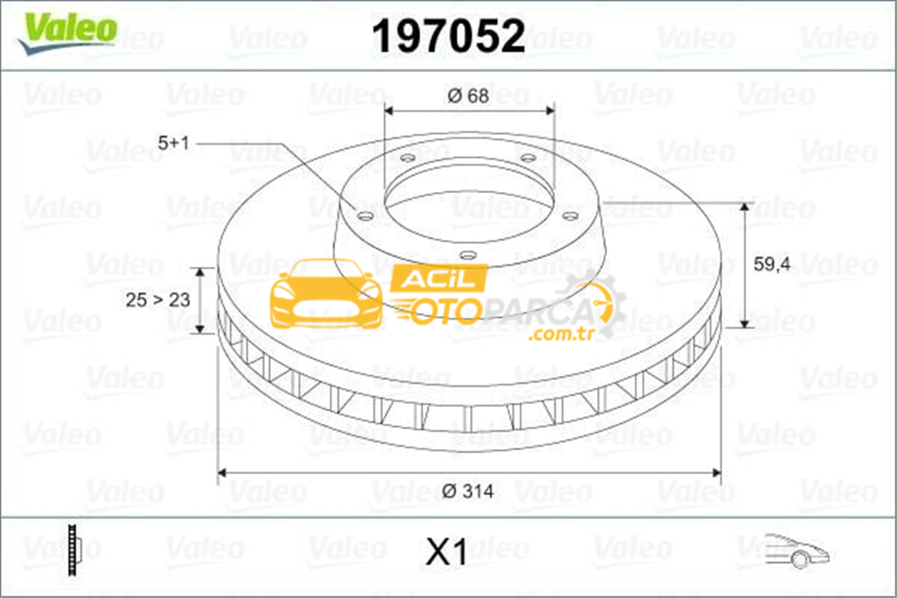 Audi VALEO 197052 | Ön Fren Aynası Havalı A6 2.0 TDI / 2.0 TFSI / 2,4 / 2,4 Quattro / 2,7Tdı / 2,7Tdı 07 / 04 -