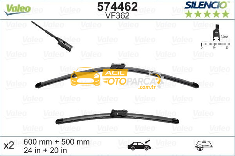 Audi VALEO 574462 | Silgi Süpürgesi Tk 60 + 50Cm 09-Aı.A4-A5-Q3-Q5 Flat Blade