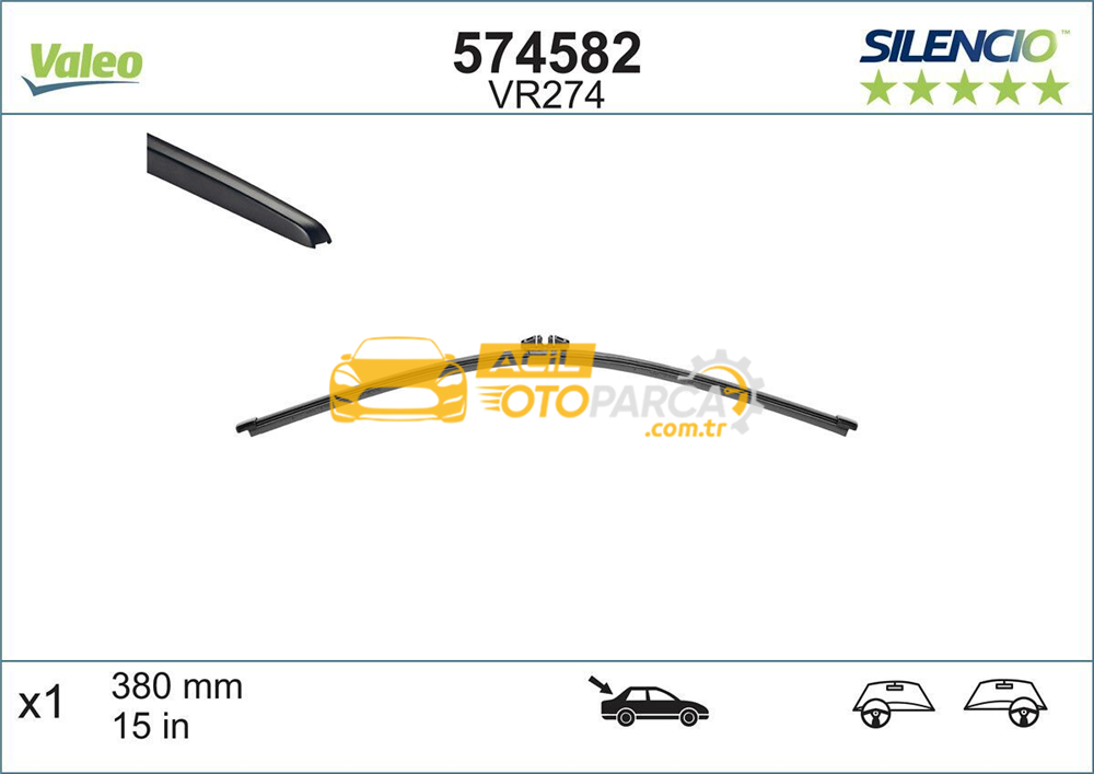 Audi VALEO 574582 | VW Audi Silecek Süpürgesi (380 mm) A1.Q7 4M0955425a