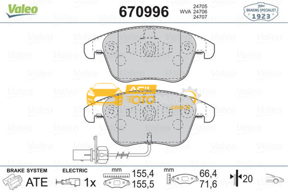 Audi VALEO 670996 | Fren Balata Ön 08-A4-A5-Q5 1.8Tfsi-2.0Tdi